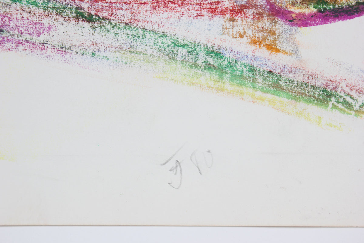 Colorful Expressionist Figure <br>1980 Wax Crayon <br><br>#91432