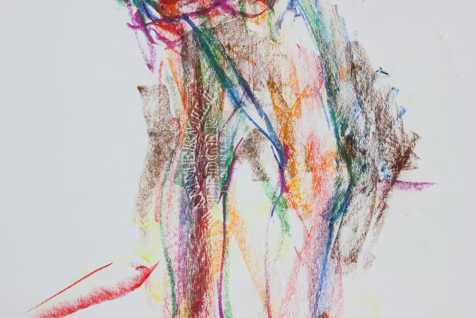 Colorful Expressionist Figure <br>1980 Wax Crayon <br><br>#91432