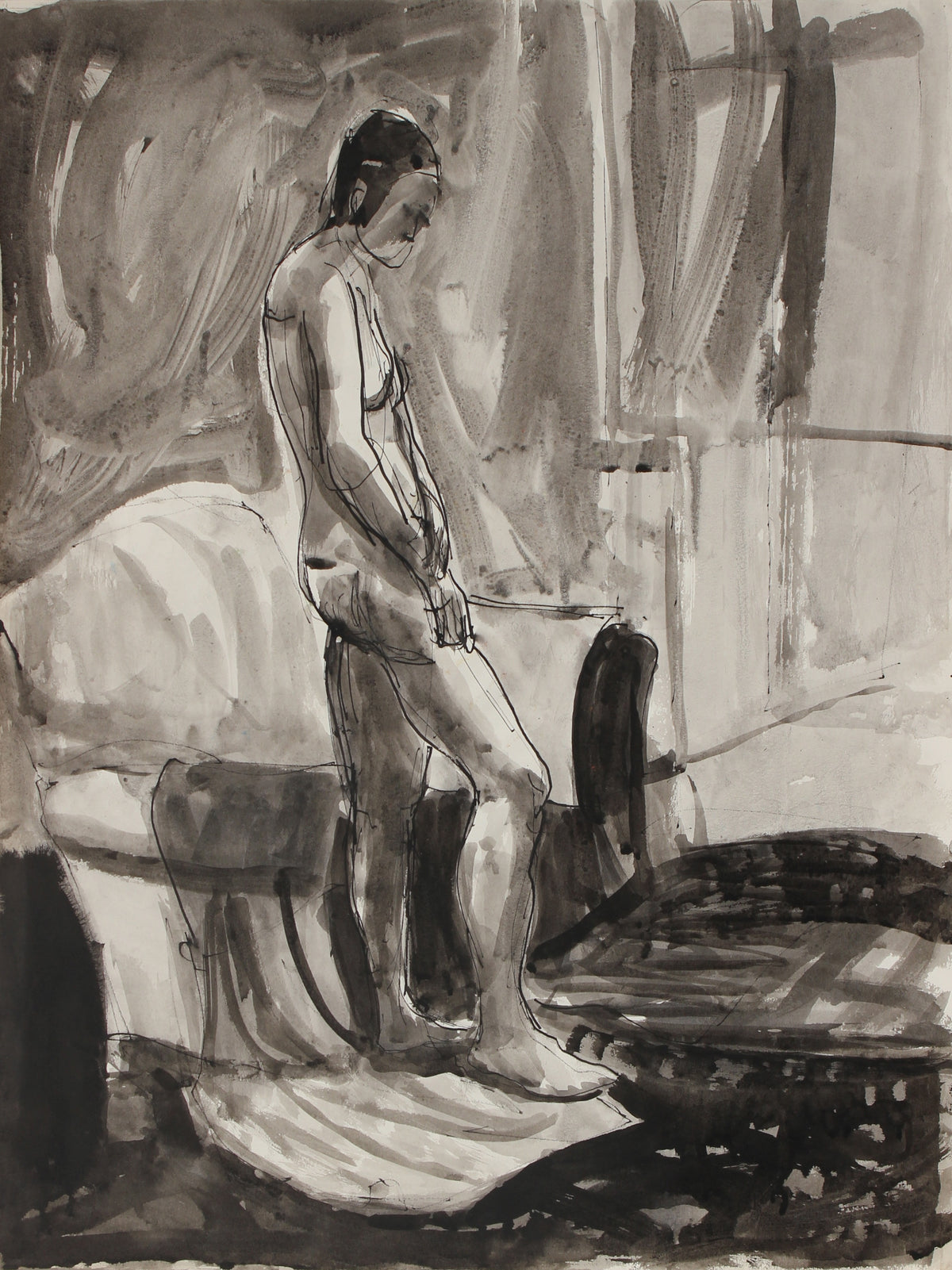 Monochromatic Nude Figure Scene &lt;br&gt;1976 Ink &lt;br&gt;&lt;br&gt;#91442