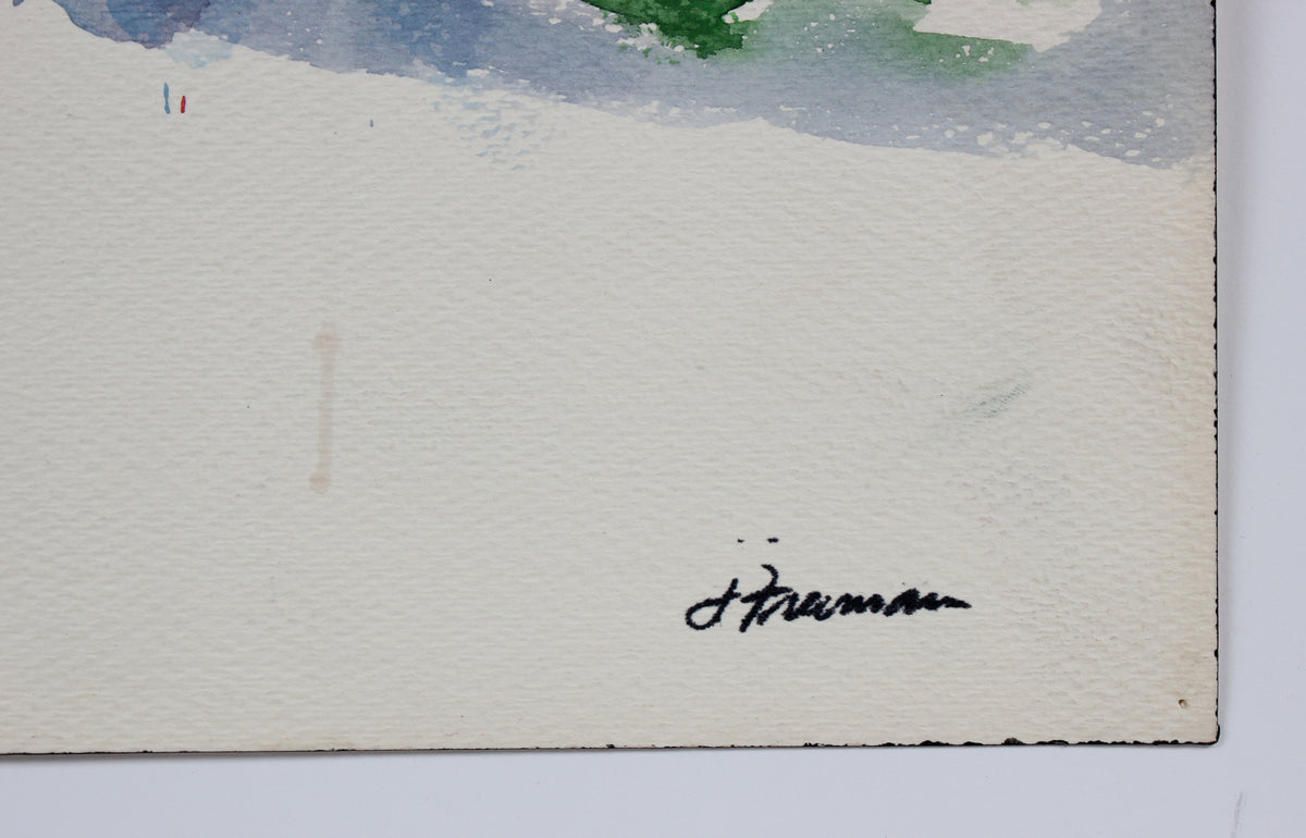 Colorful Seated Nude Figure <br>1960s Watercolor <br><br>#91446