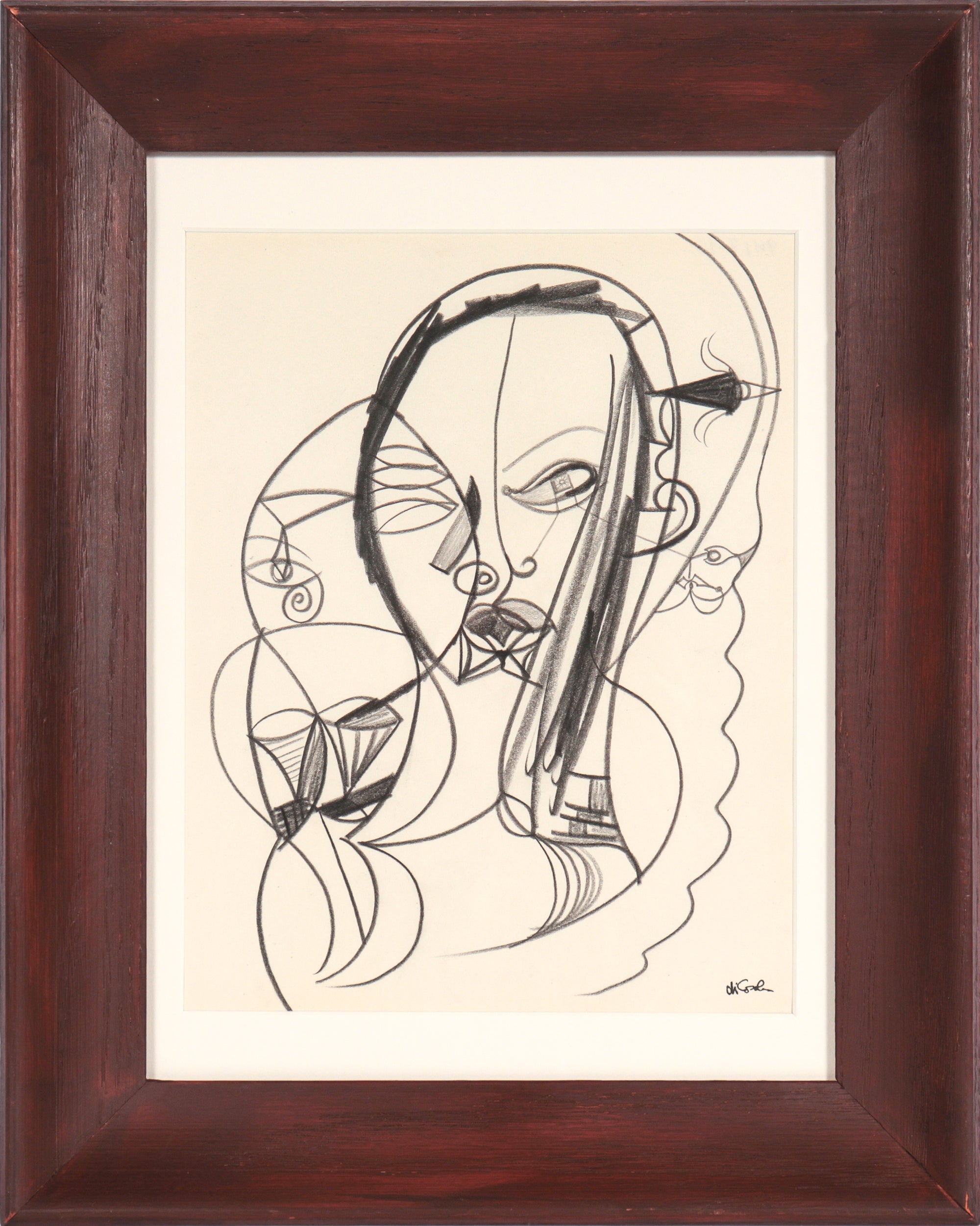 Modernist Faces in Abstraction <br>20th Century Graphite <br><br>#94174