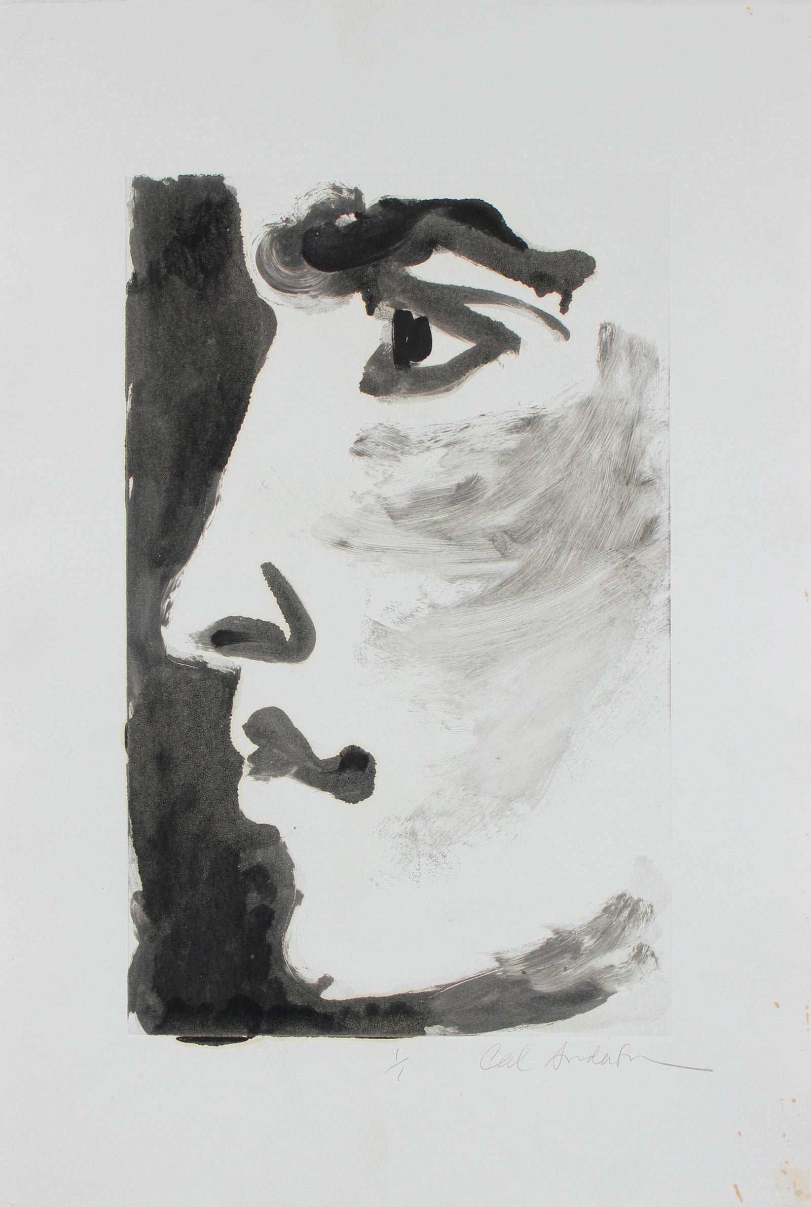 Monochromatic Profile Portrait Print<br>1990s-2000s Monotype <br><br>#97637