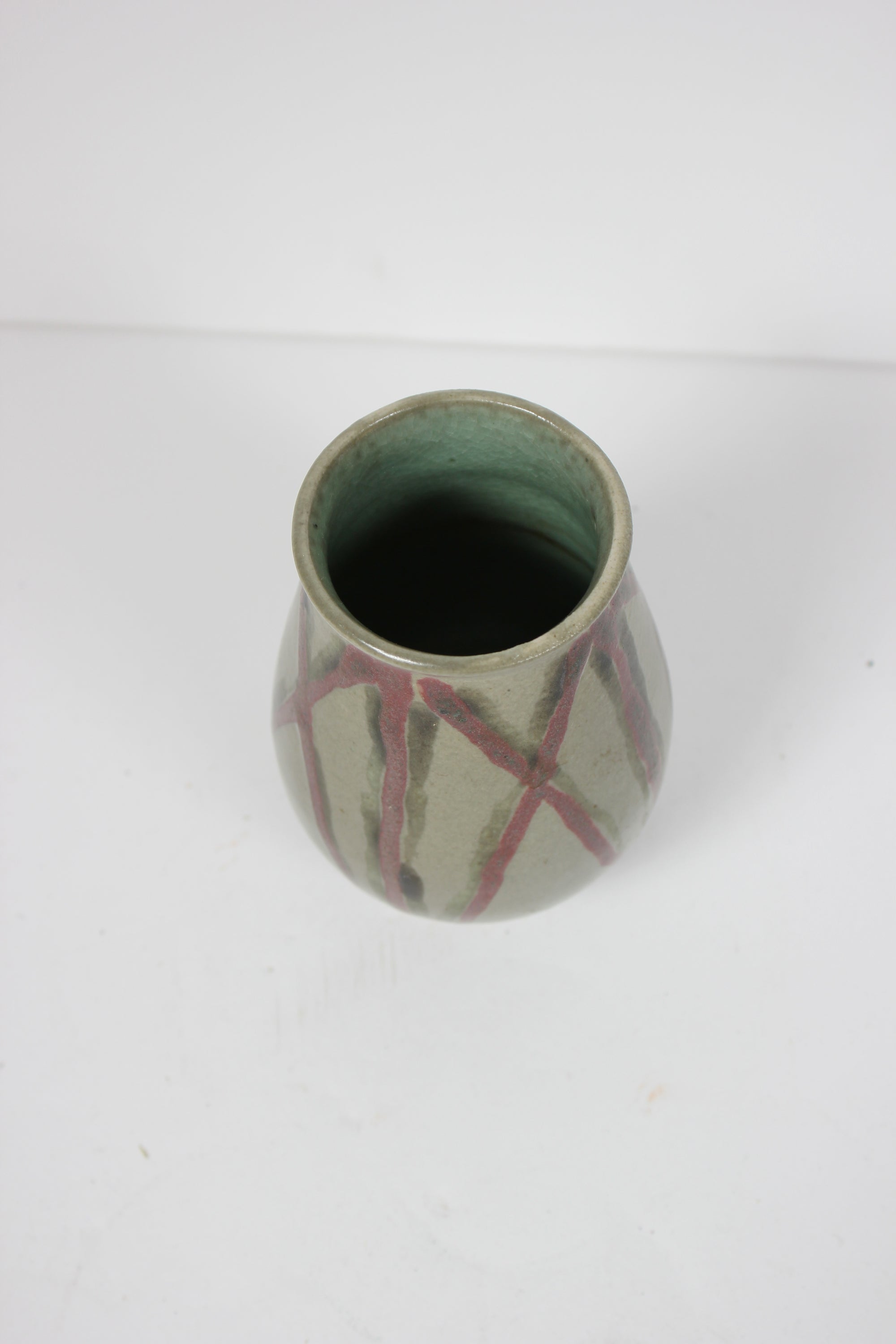 Gray Cup With Red And Green Pattern<br><br>#98331