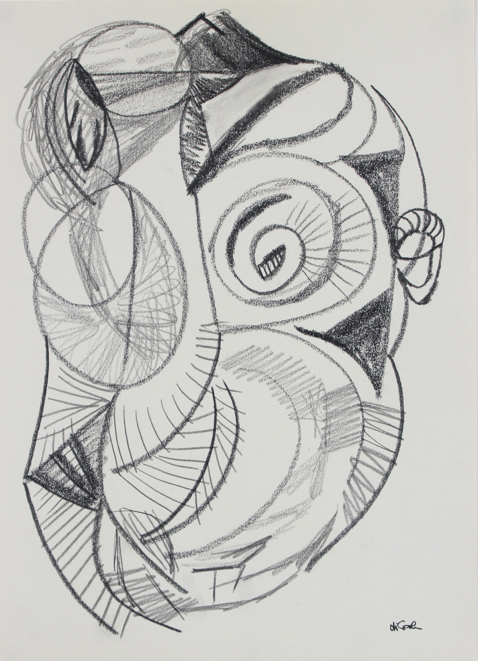 Surreal Geometric Abstract <br>20th Century Graphite <br><br>#98840