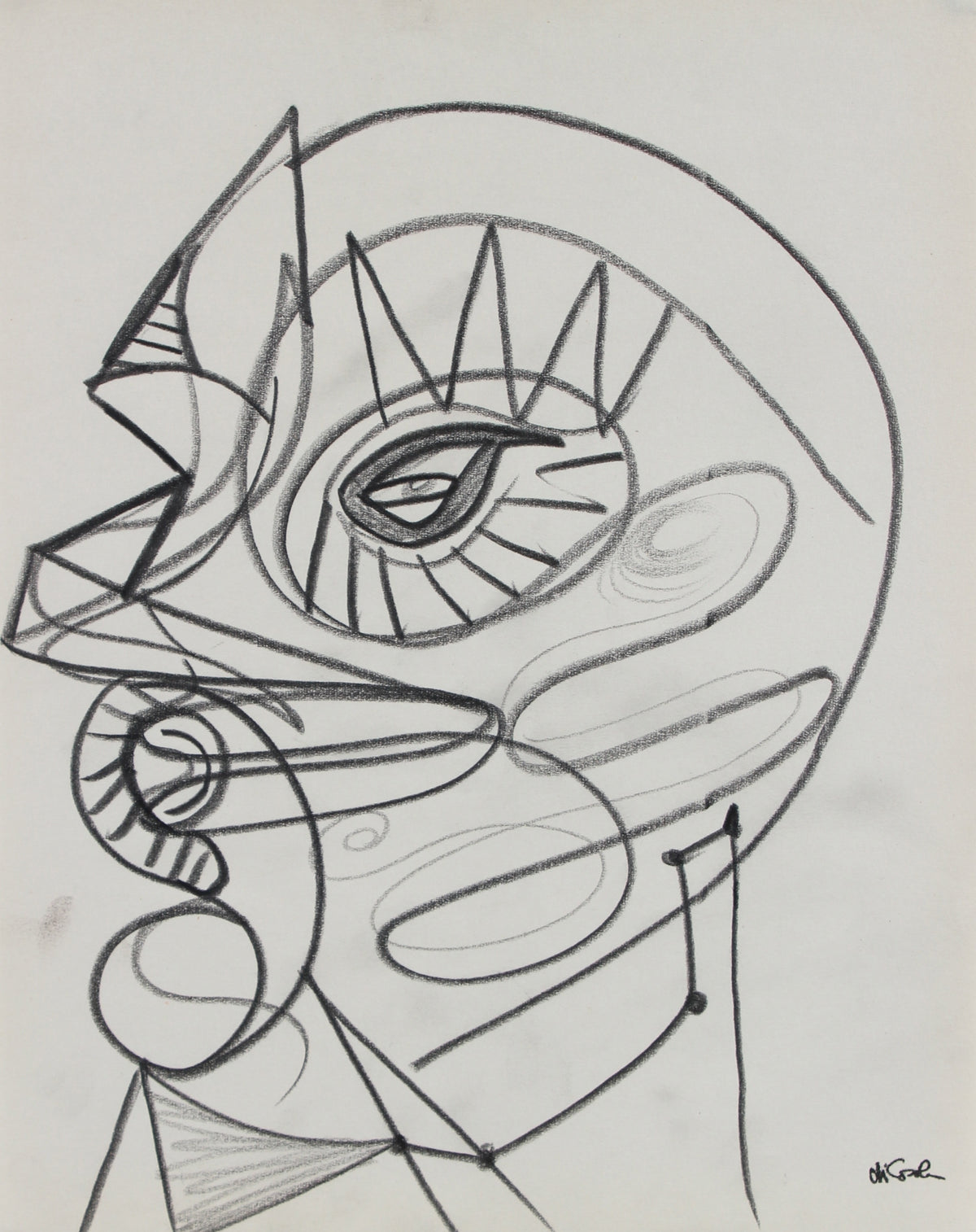 Surrealist Deconstructed Face &lt;br&gt; Late 20th Century Graphite &lt;br&gt;&lt;br&gt;#98843