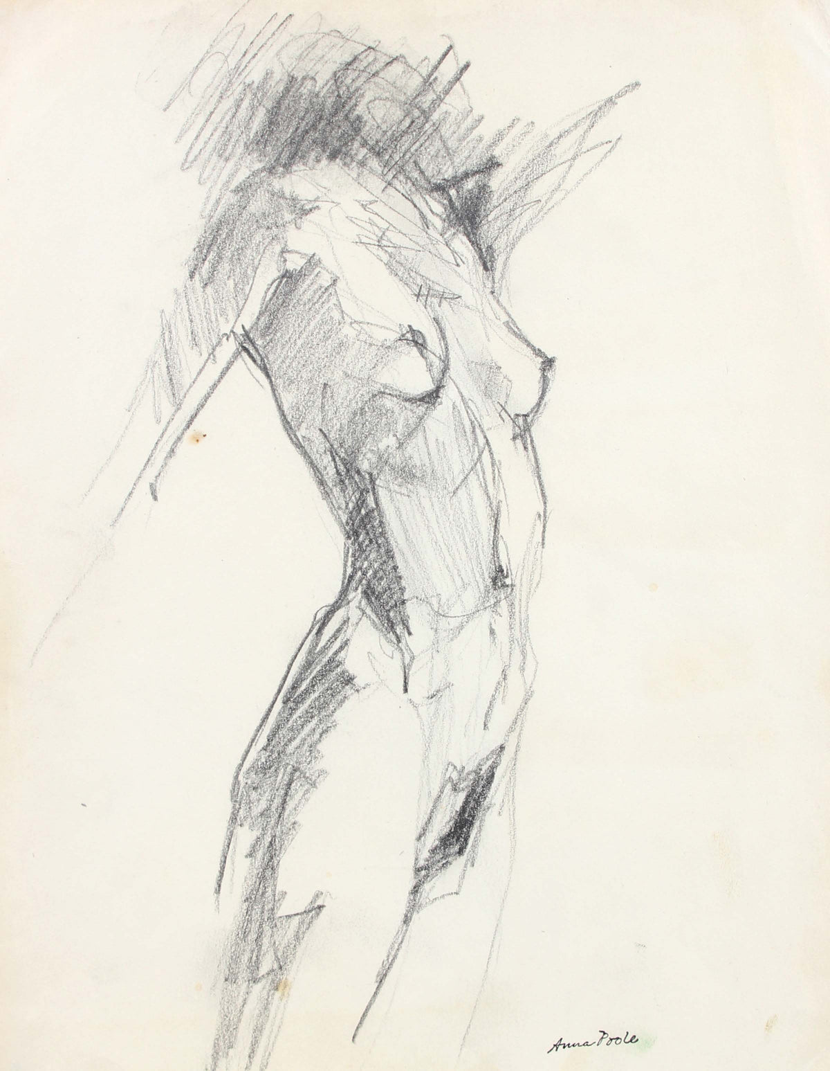 Nude Female Figure Side View &lt;br&gt;20th Century Graphite &lt;br&gt;&lt;br&gt;#98984