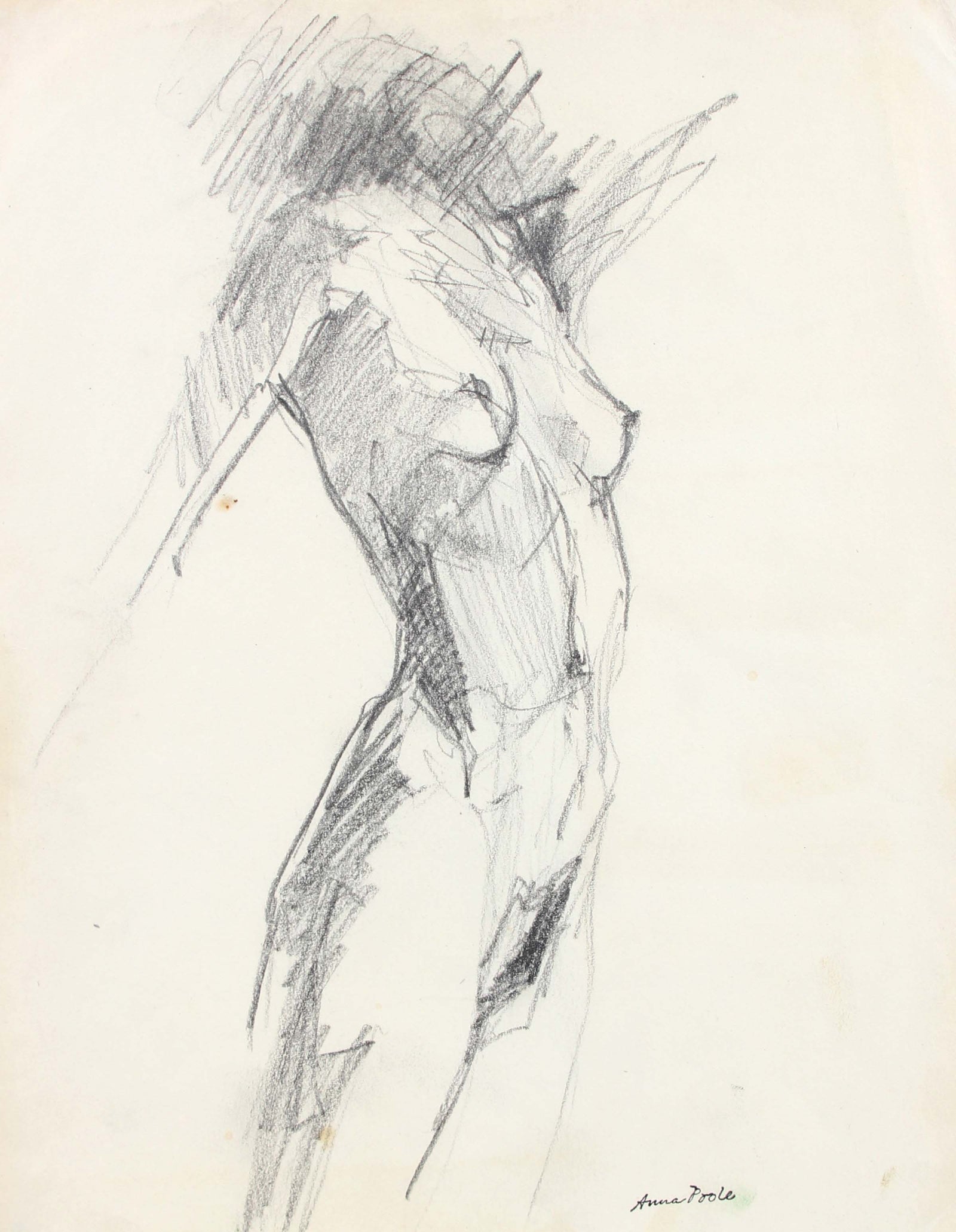 Nude Female Figure Side View <br>20th Century Graphite <br><br>#98984