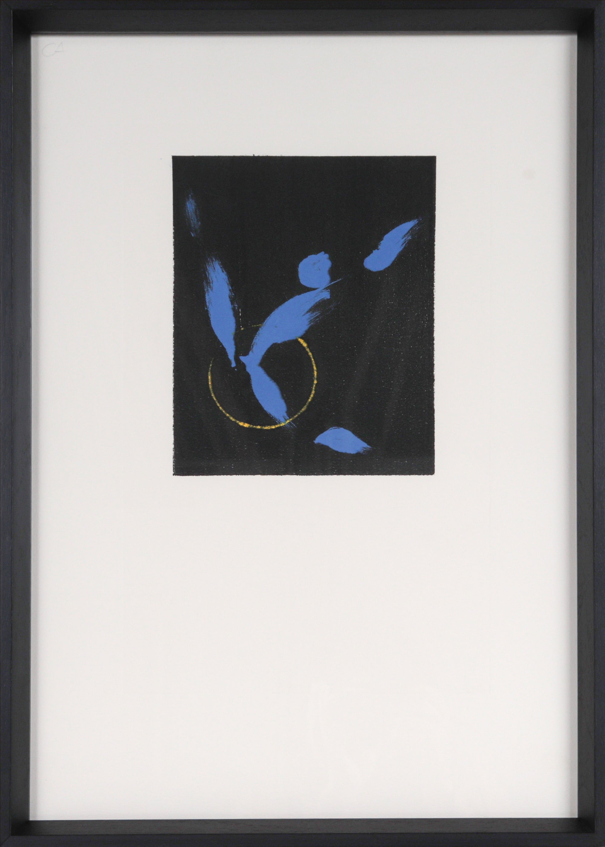 Abstract Print in Black Blue and Yellow<br>1990-2000s Monotype <br><br>#99633