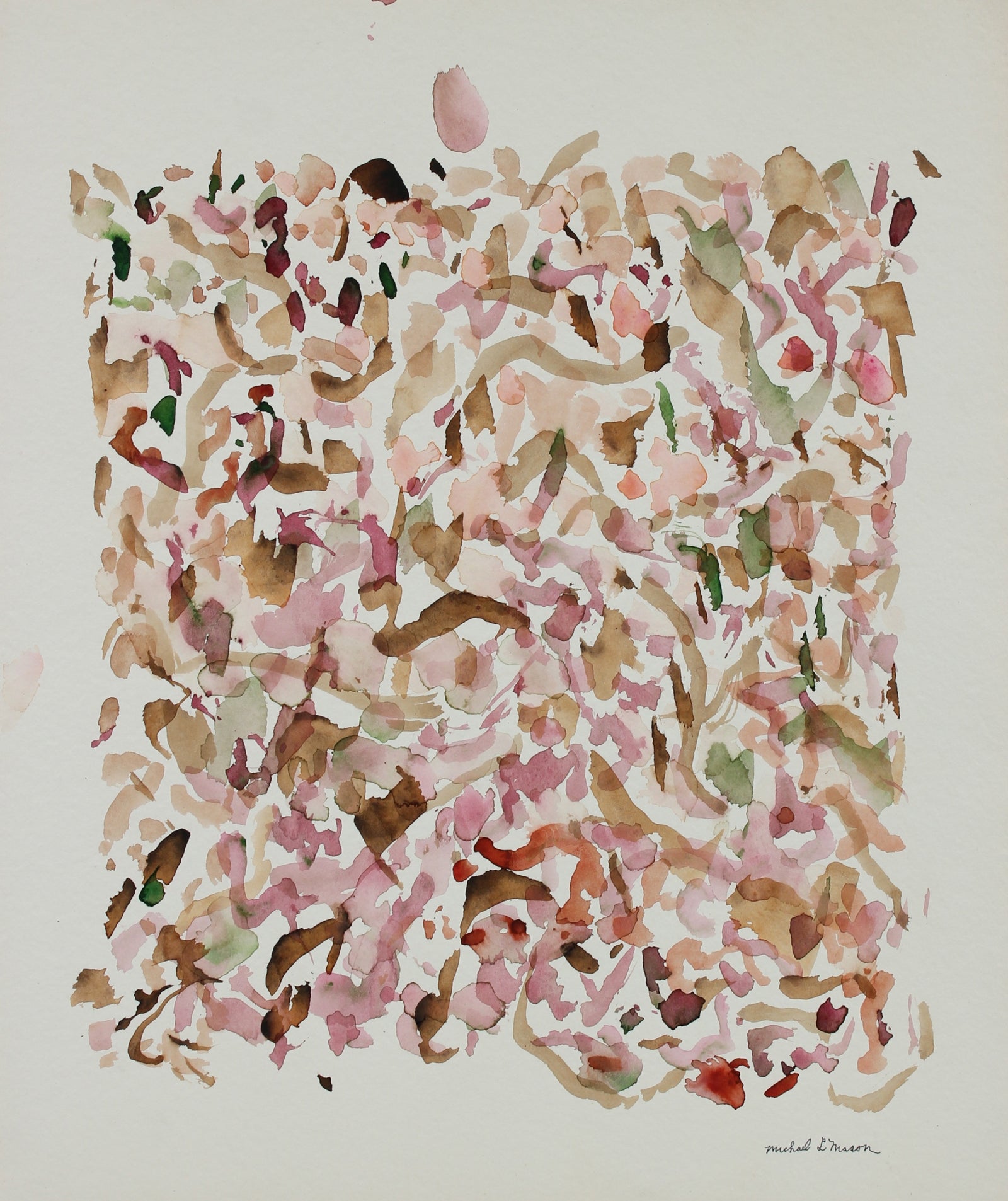 Rose-Gold Gestural Abstract <br>1963 Watercolor <br><br>#99831