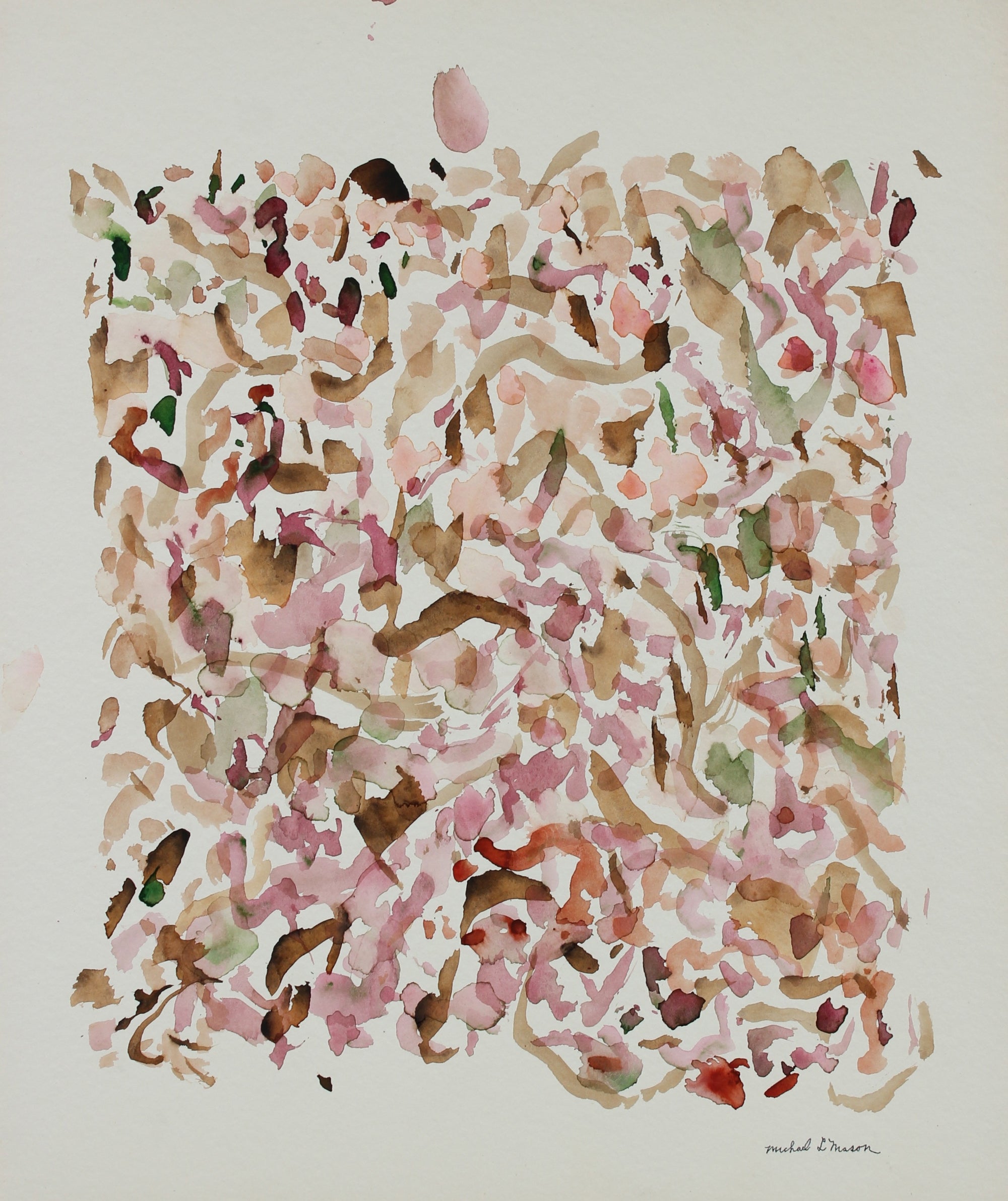 Rose-Gold Gestural Abstract <br>1963 Watercolor <br><br>#99831