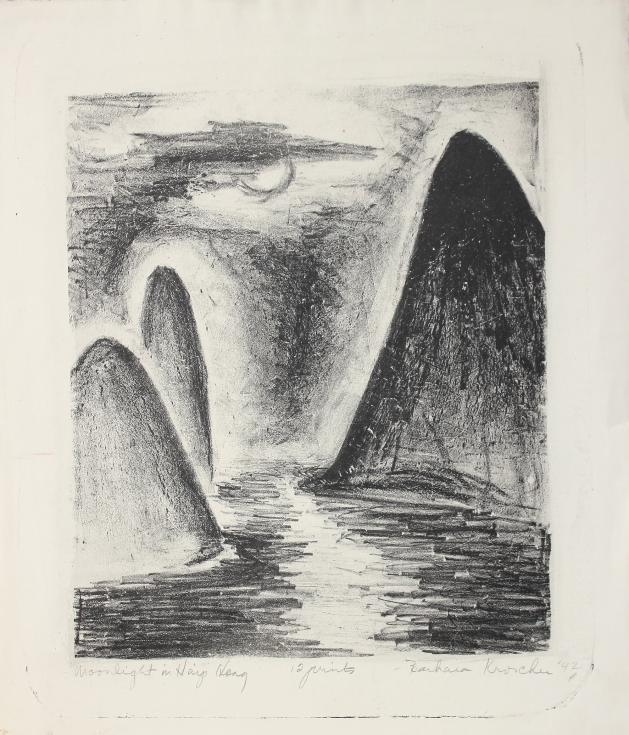 <i>Moonlight in Haiphon</i> <br>1942 Stone Lithograph <br><br>#A1468