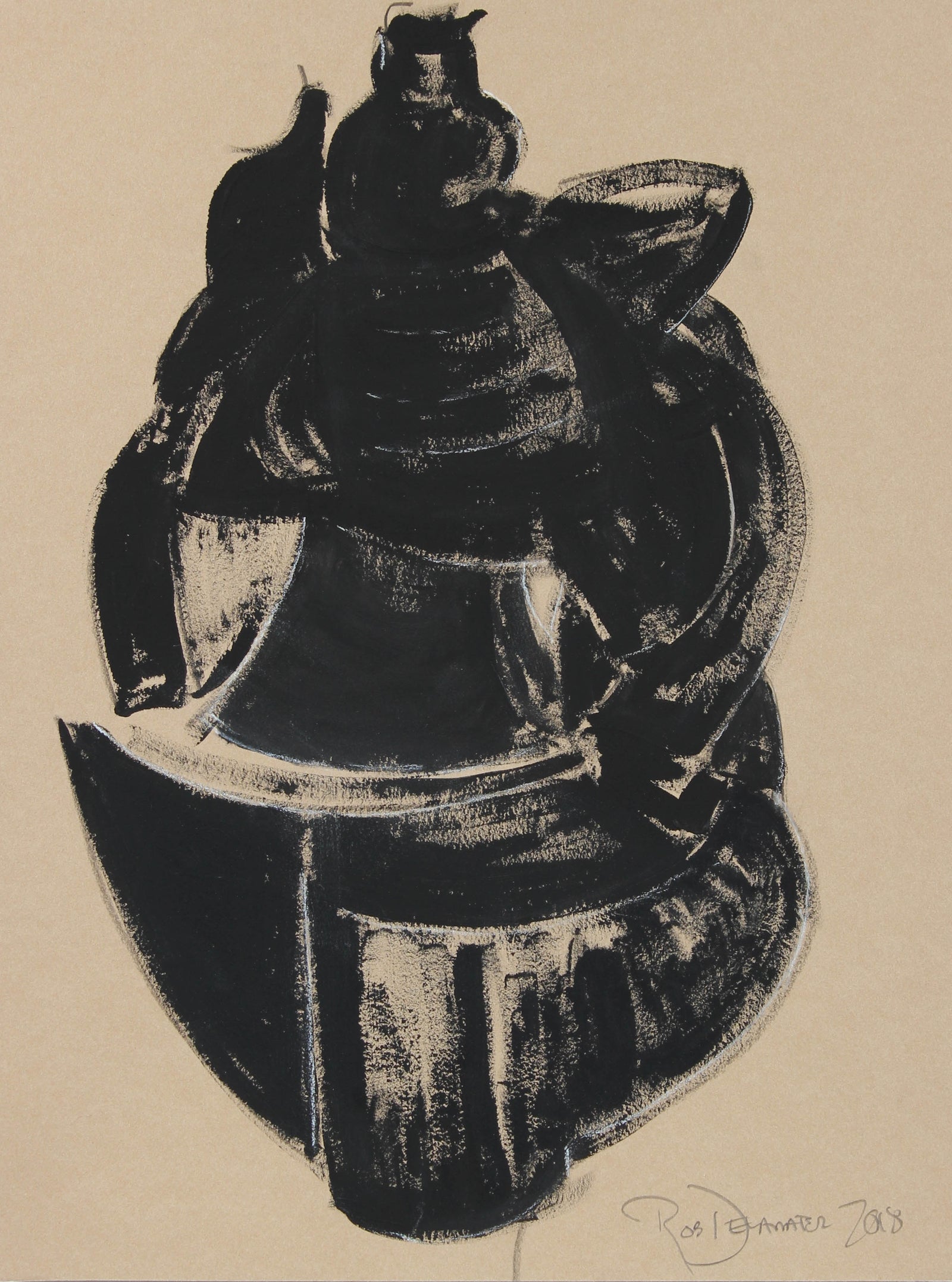 <i>Etruscan Vessel VIII</i> <br>2018 Charcoal & Gouache <br><br>#A3141