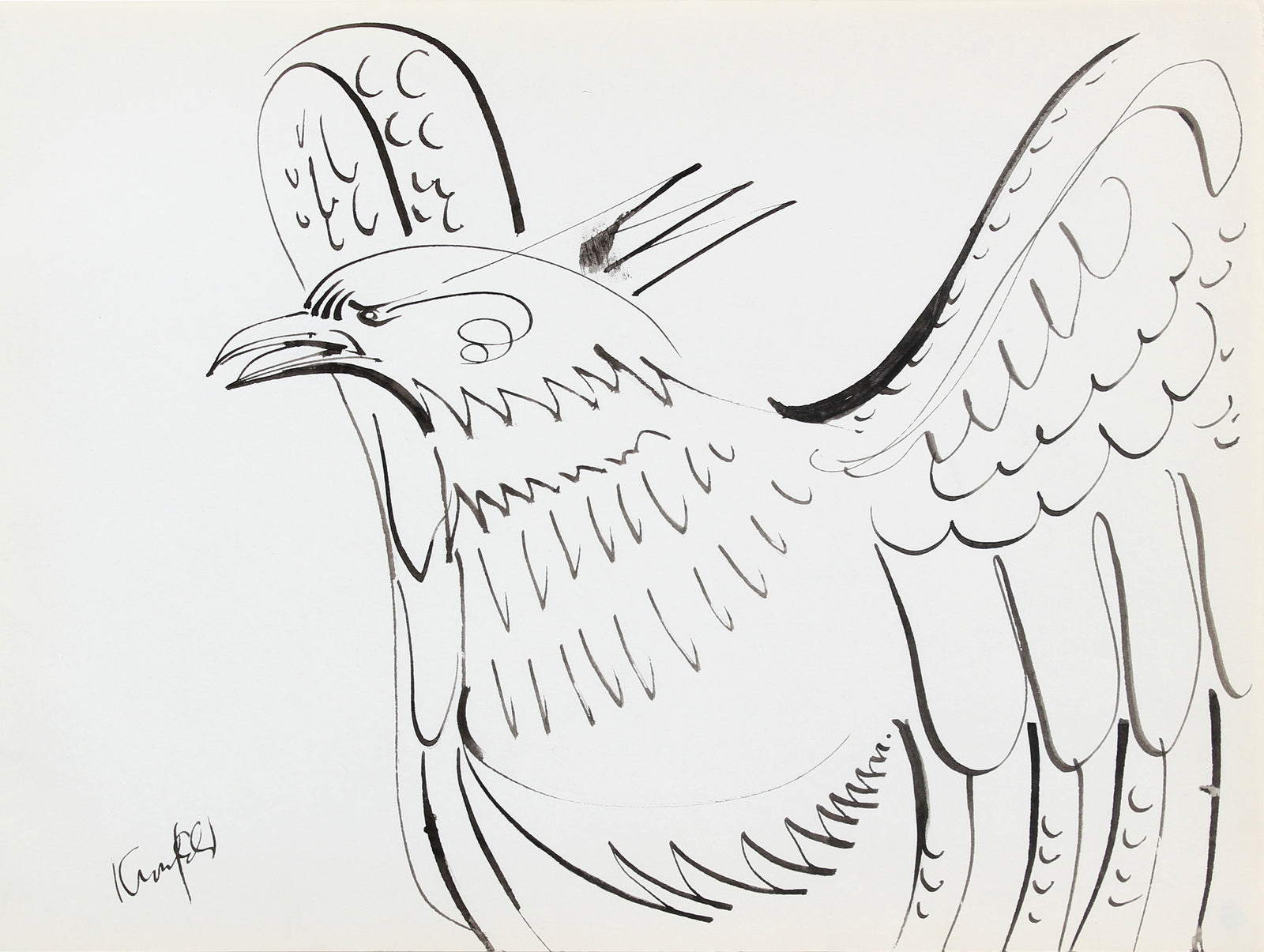 Bird in Flight <br>1960s-70s Ink <br><br>#A5991