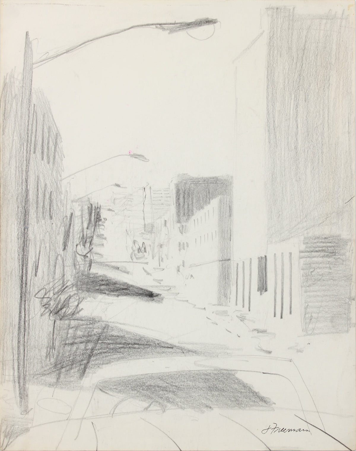 Quiet San Francisco Street Scene <br>20th Century Graphite <br><br>#A8315