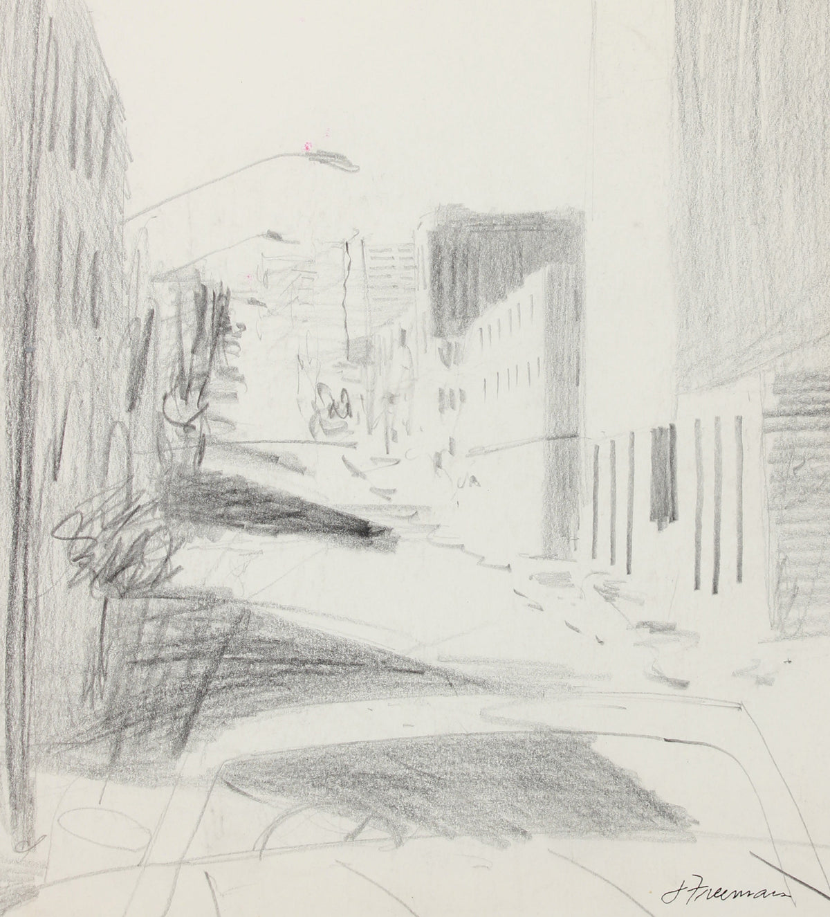 Quiet San Francisco Street Scene <br>20th Century Graphite <br><br>#A8315