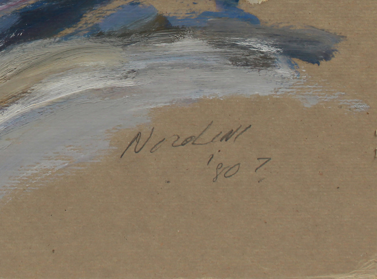 Reclining Abstracted Nude <br>1980 Oil on Paper <br><br>#A9755