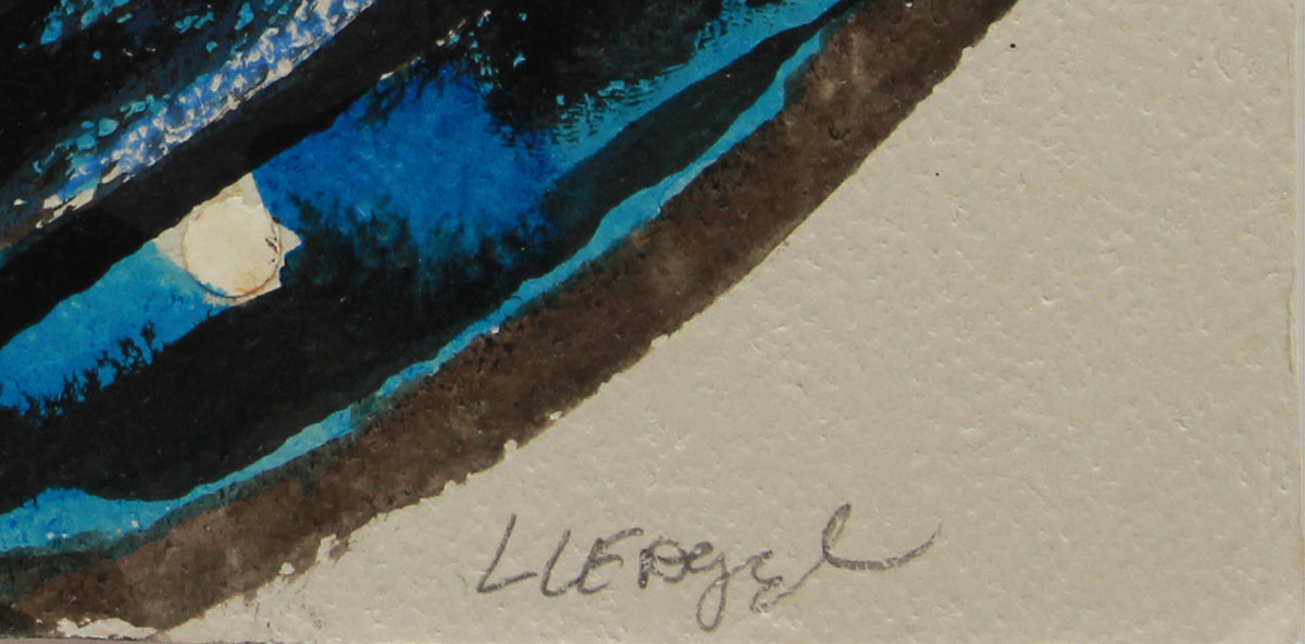 Striking Blue And Black Abstract <br>1965-1967 Mixed Media Collage<br><br>#B0053