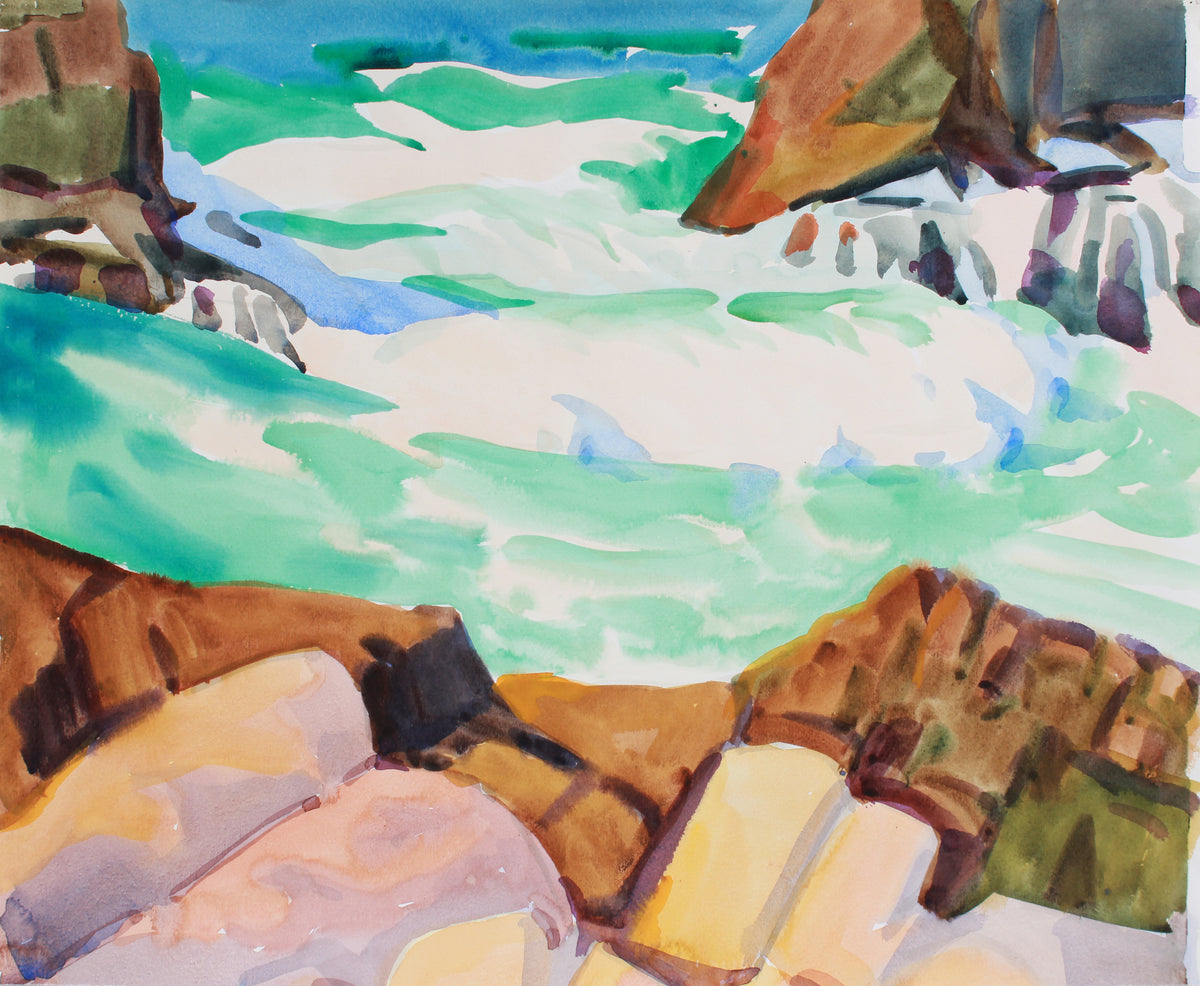 Turquoise Seascape &lt;br&gt;20th Century Watercolor&lt;br&gt;&lt;br&gt;#B0543