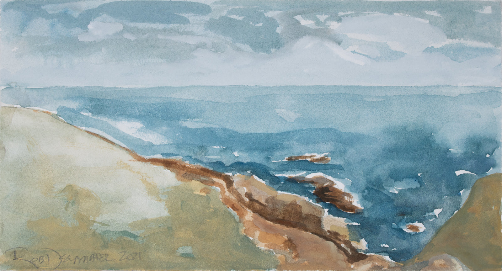 <i>Cliffs of Sonoma</i> <br>2021 Watercolor <br><br>#B3746