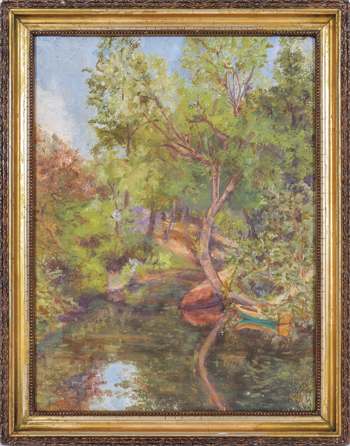 Idyllic Landscape by the River &lt;br&gt;Early 20th Century Oil &lt;br&gt;&lt;br&gt;#C0195