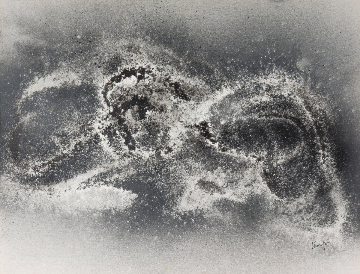 Monochromatic Curvilinear Abstract<br>20th Century Mixed Media<br><br>#C2268