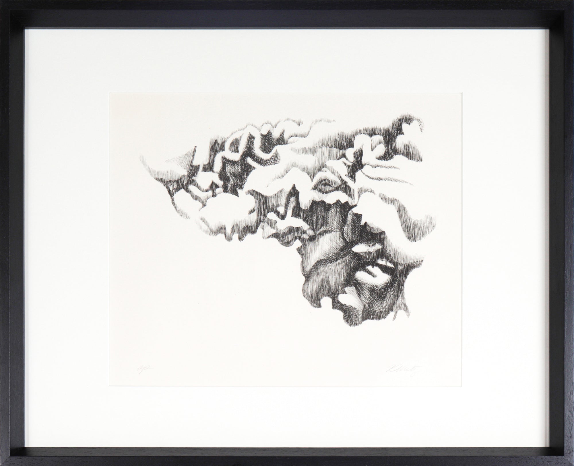 Wavey Monochrome Abstract <br>20th Century Lithograph <br><br>#C3595