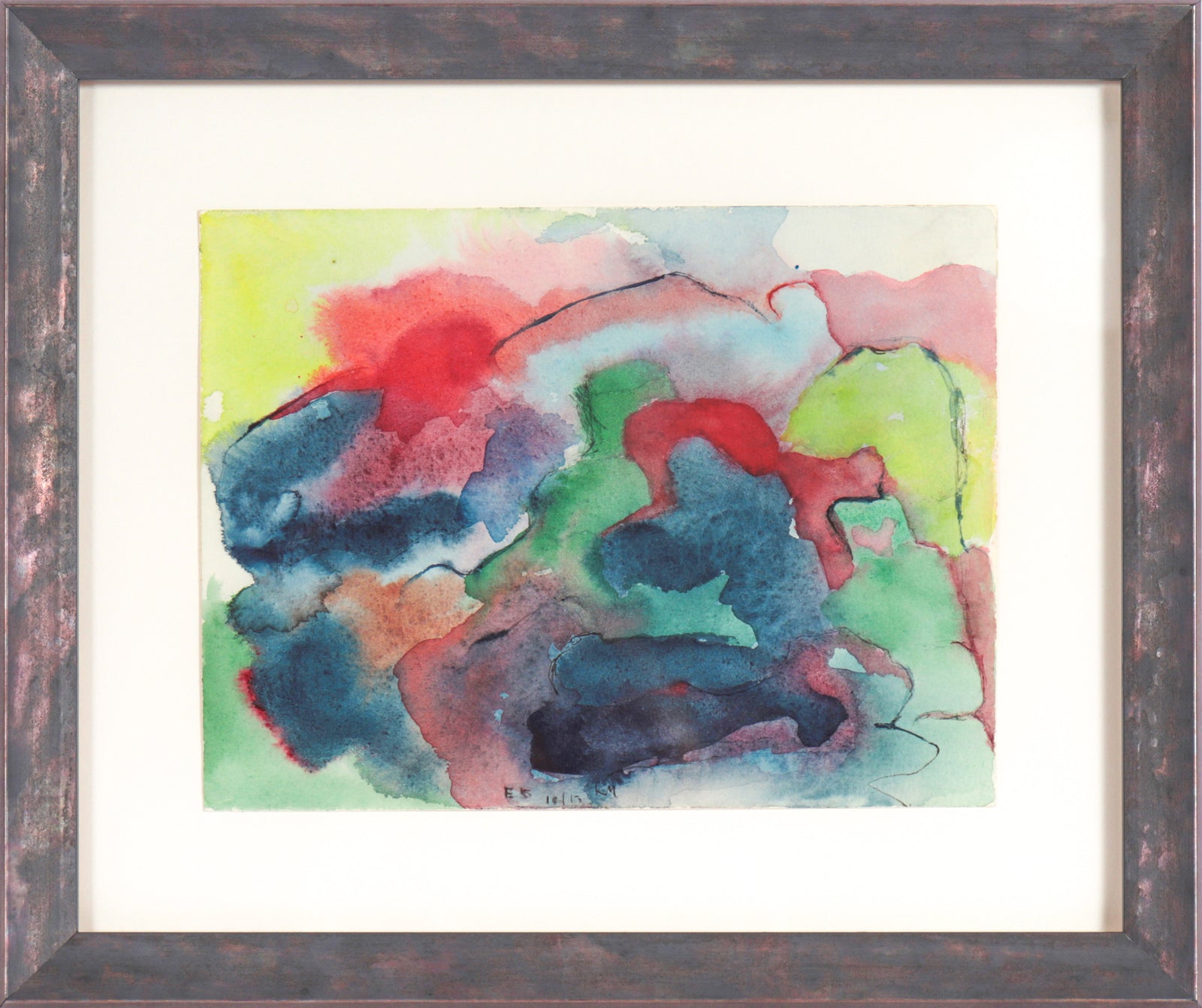 Vivid Organic Absract <br>20th Century Watercolor <br><br>#C3599