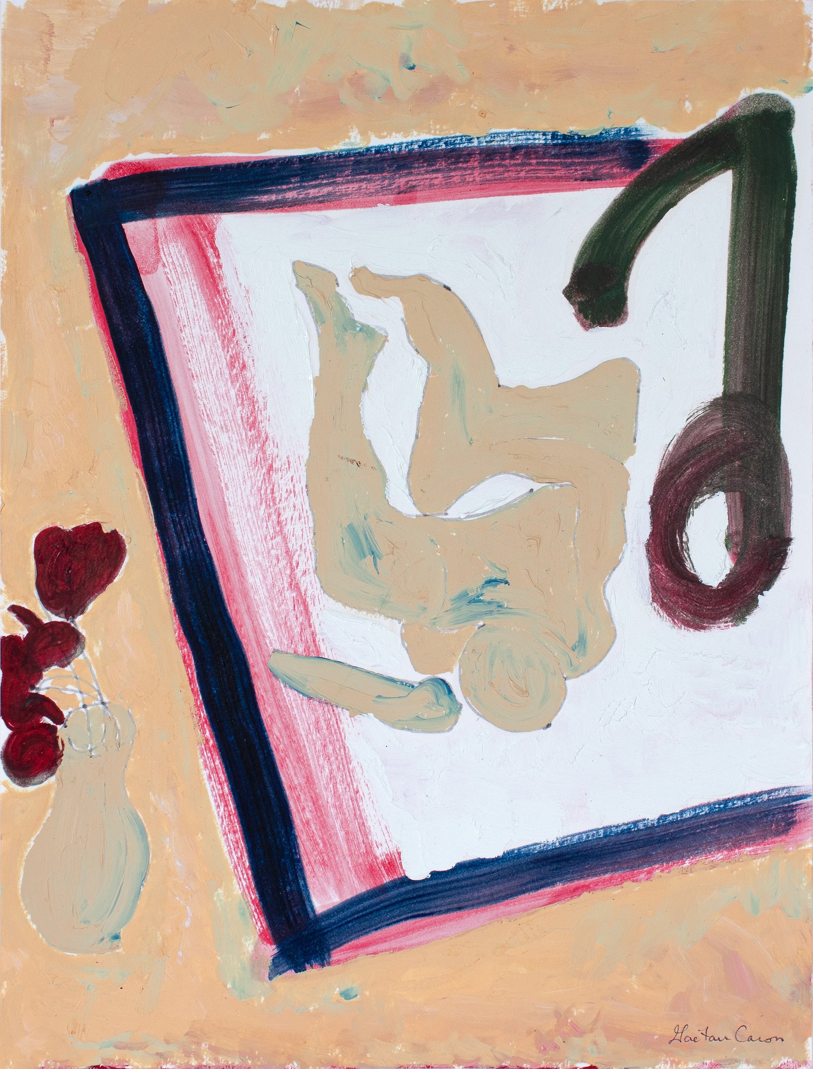 <i>Woman & Bouquet (Homage to Matisse)</i> <br>2023 Oil on Paper <br><br>#C3613