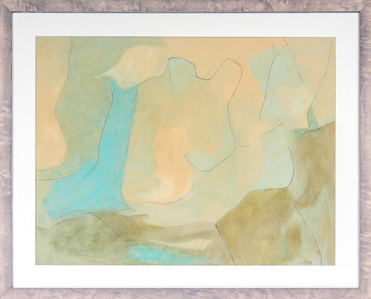 Cream-Toned Abstracted Forms &lt;br&gt;20th Century Oil &amp; Graphite &lt;br&gt;&lt;br&gt;#C3647