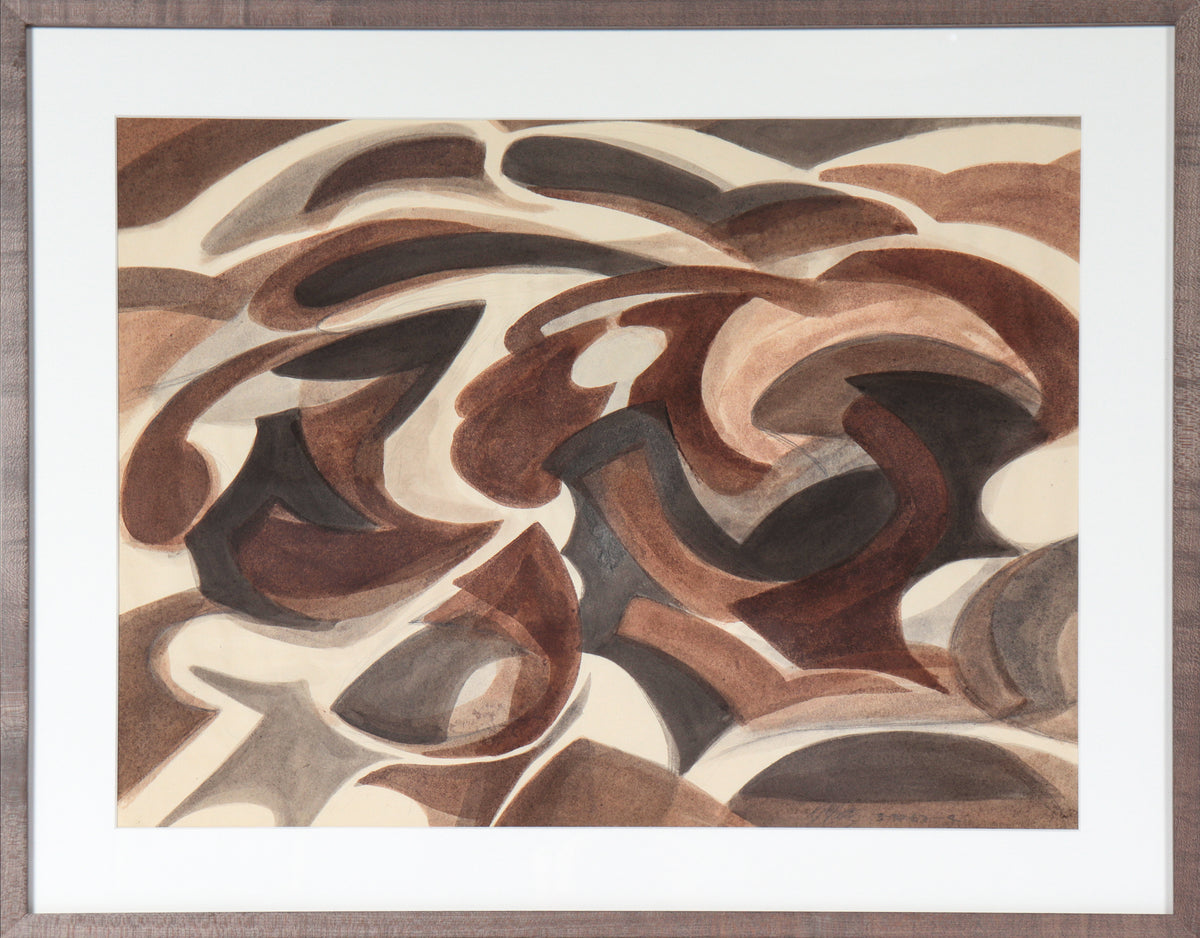 Brown Monochrome Abstraction&lt;br&gt;1967 Watercolor&lt;br&gt;&lt;br&gt;#C3738