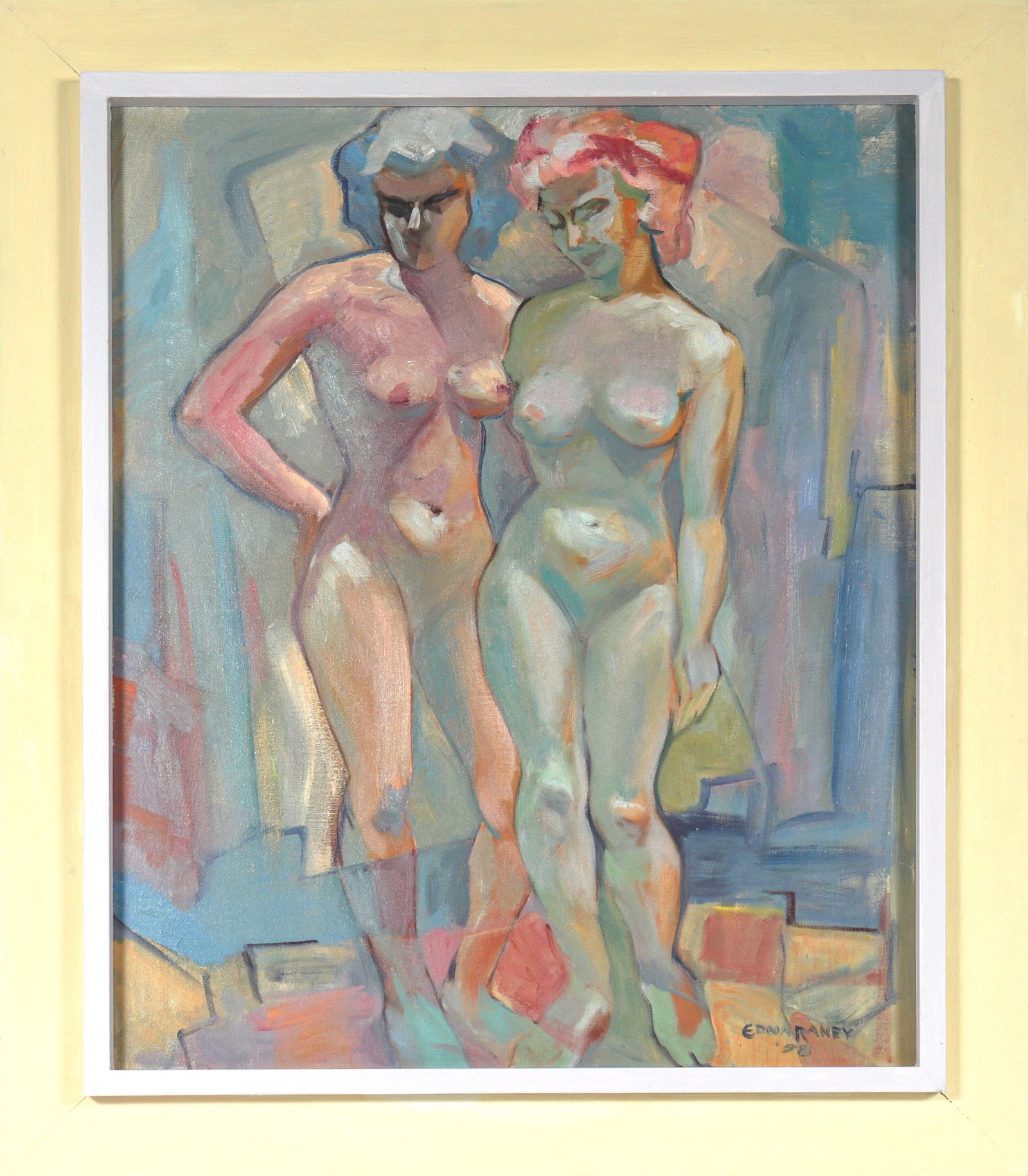 Modernist Nude Figures<br>1958 Oil<br><br>#C3835
