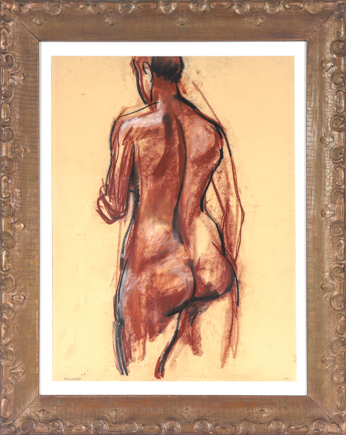 Standing Nude Study&lt;br&gt;1950s Charcoal&lt;br&gt;&lt;br&gt;#C3861