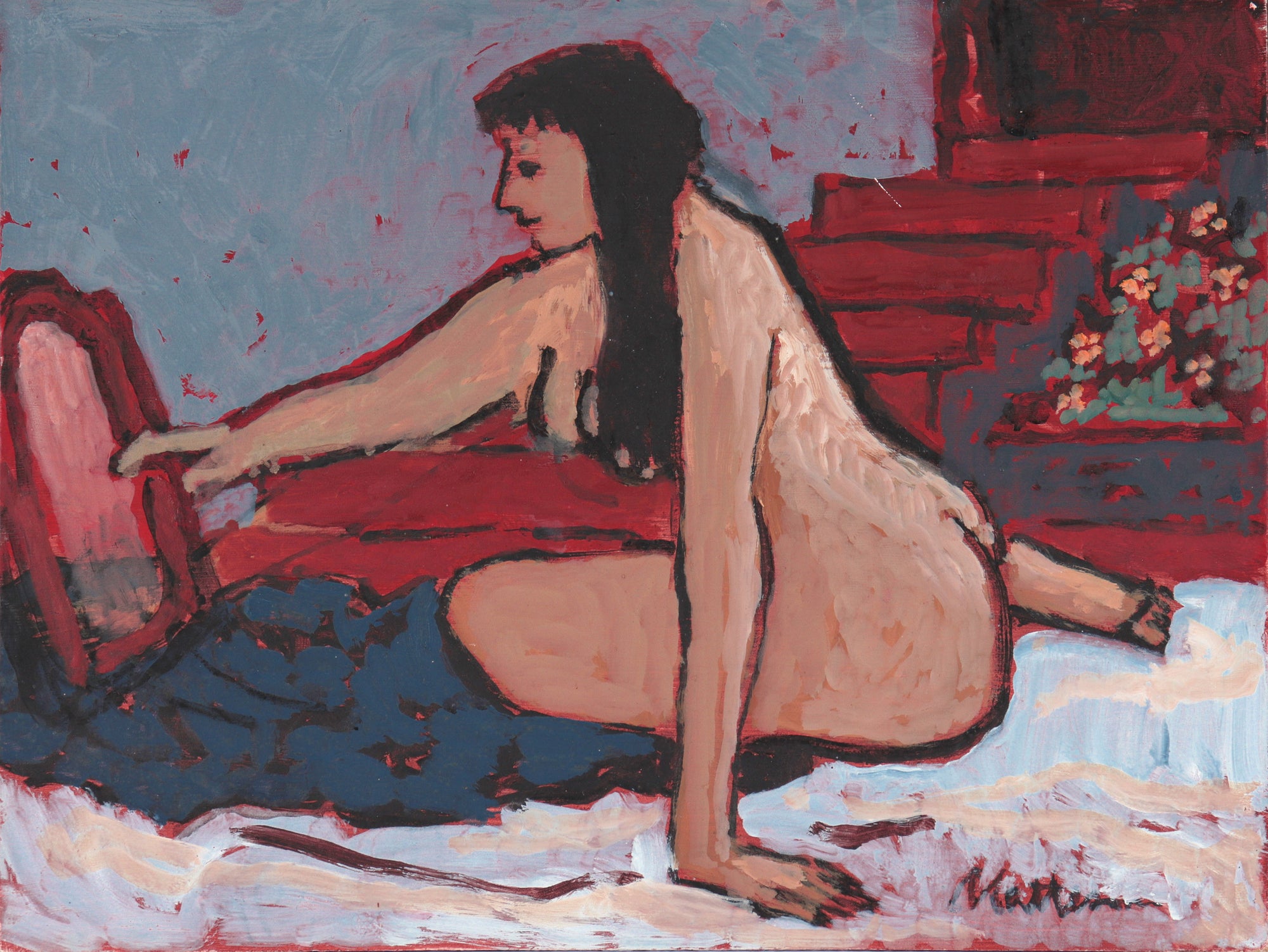 Serene Seated Nude<br>Late 20th Century Oil<br><br>#C3865
