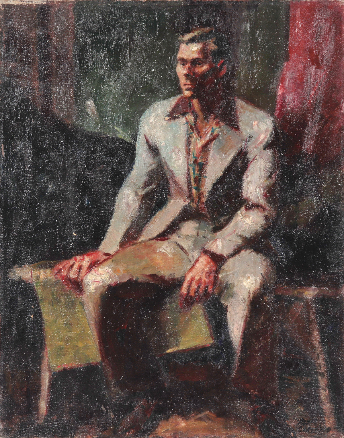Contemplative Male Portrait&lt;br&gt;1940 Oil&lt;br&gt;&lt;br&gt;#C3878