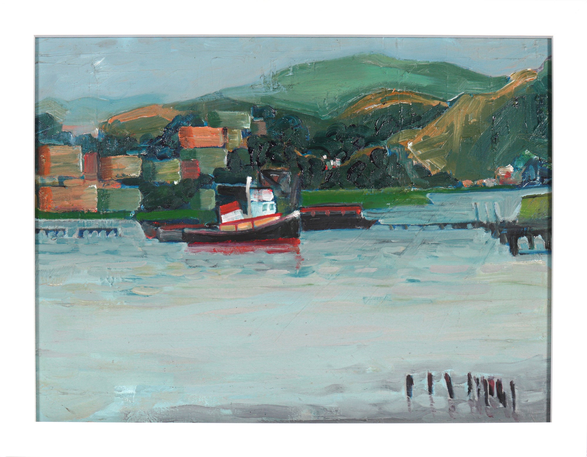 Ship Crossing the Bay<br>Late 20th Century Oil<br><br>#C3896