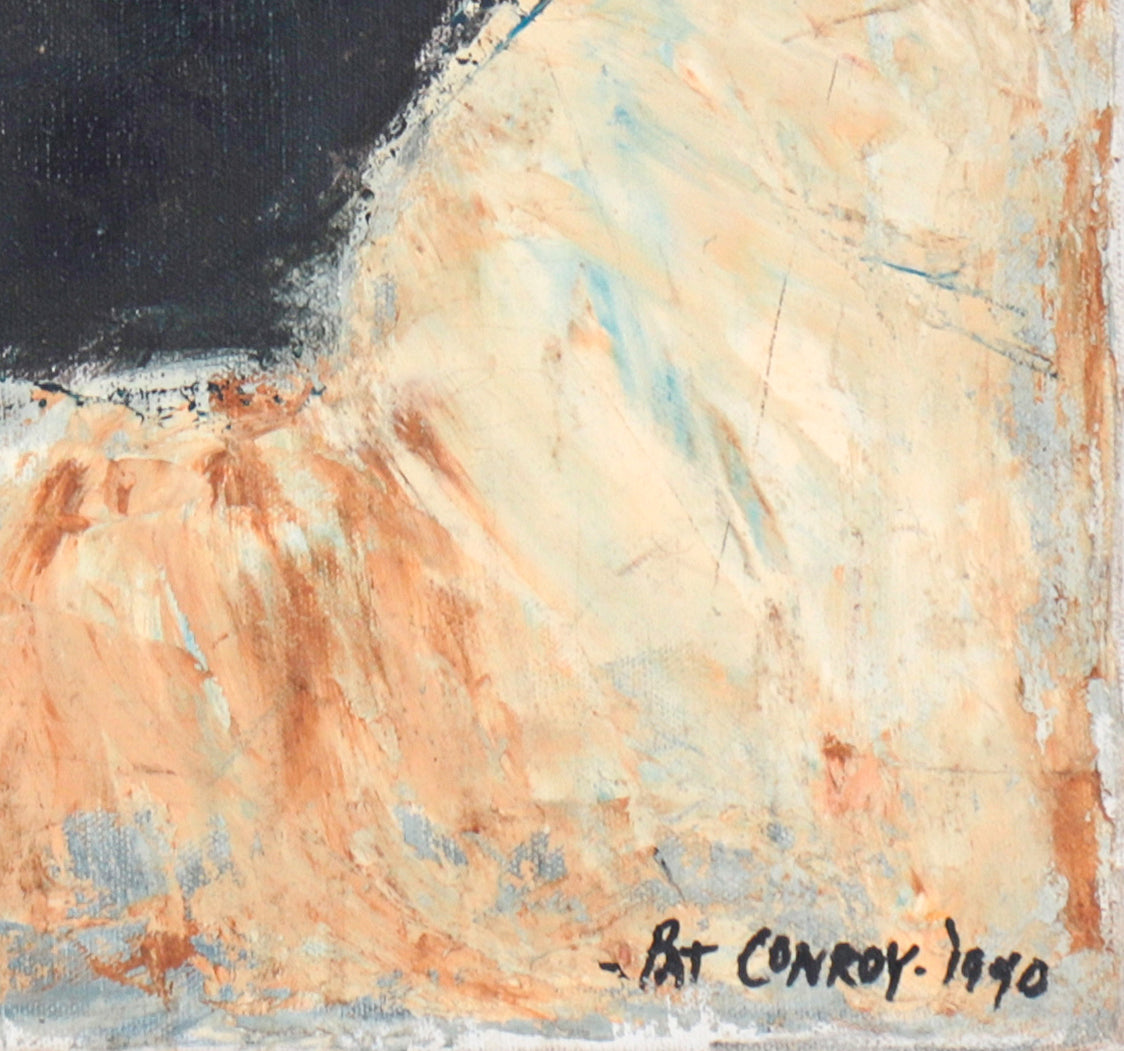 Warm Modernist Portrait<br>1940 Oil <br><br>#C3945