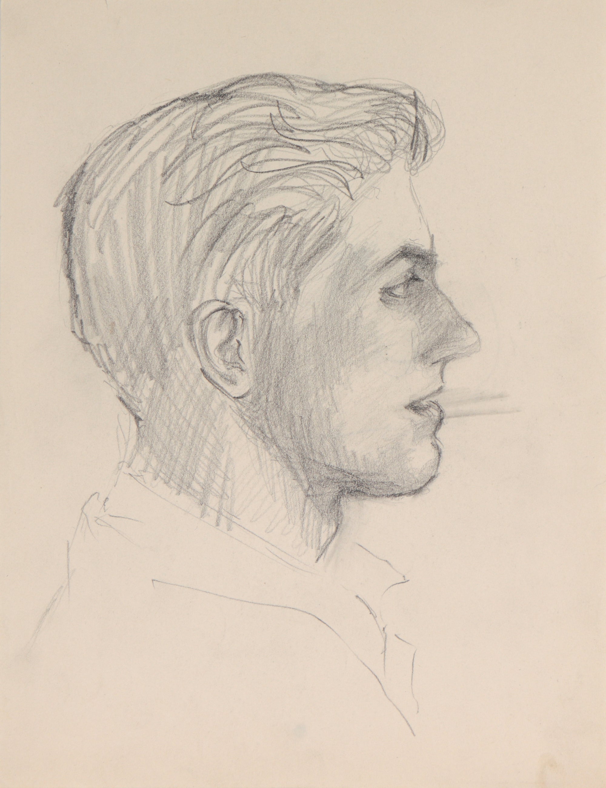 Male Portrait Study <br>Mid 20th Century Graphite <br><br>#C3953