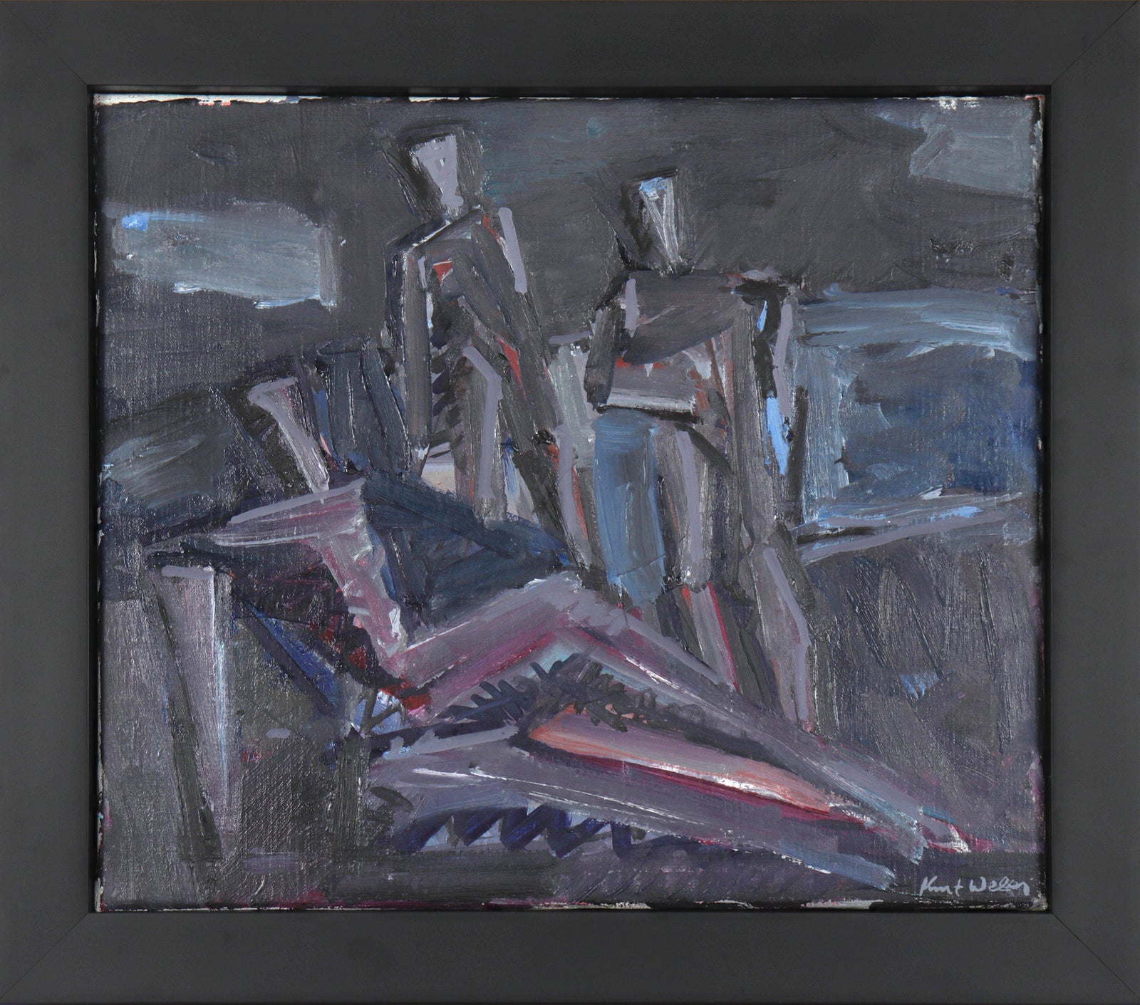 Expressionist Figure Trio <br>20th Century Oil <br><br>#C3974