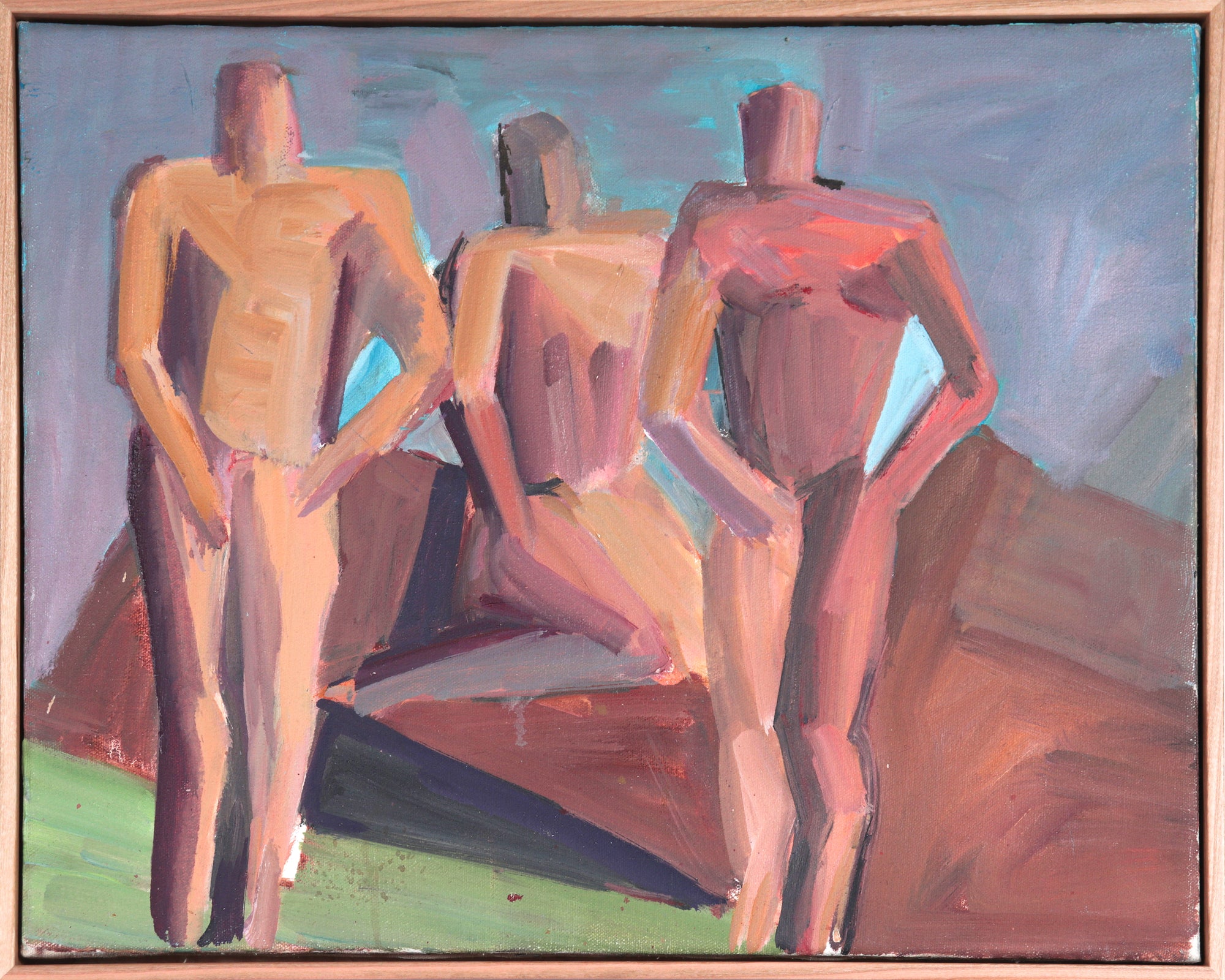 Expressionist Figure Trio <br>20th Century Oil <br><br>#C3978