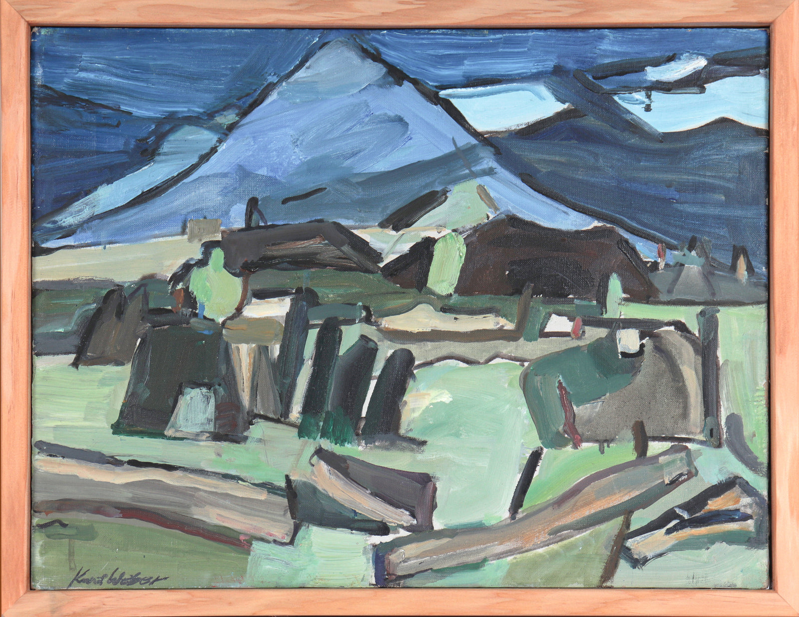 Moody Mountain Landscape <br>Mid Century Mixed Media <br><br>#C4032