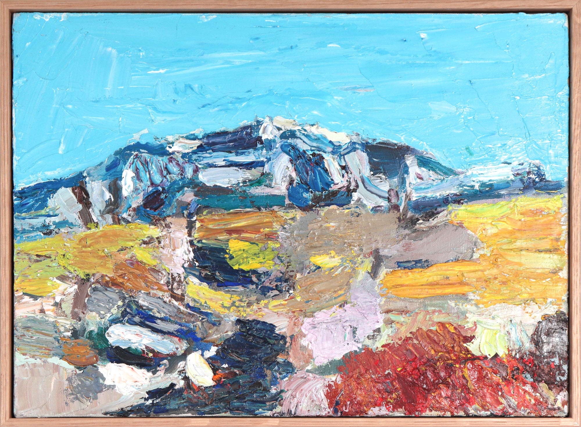 Vivid Expressionist Mountain Scene <br>Mid Century Oil <br><br>#C4037