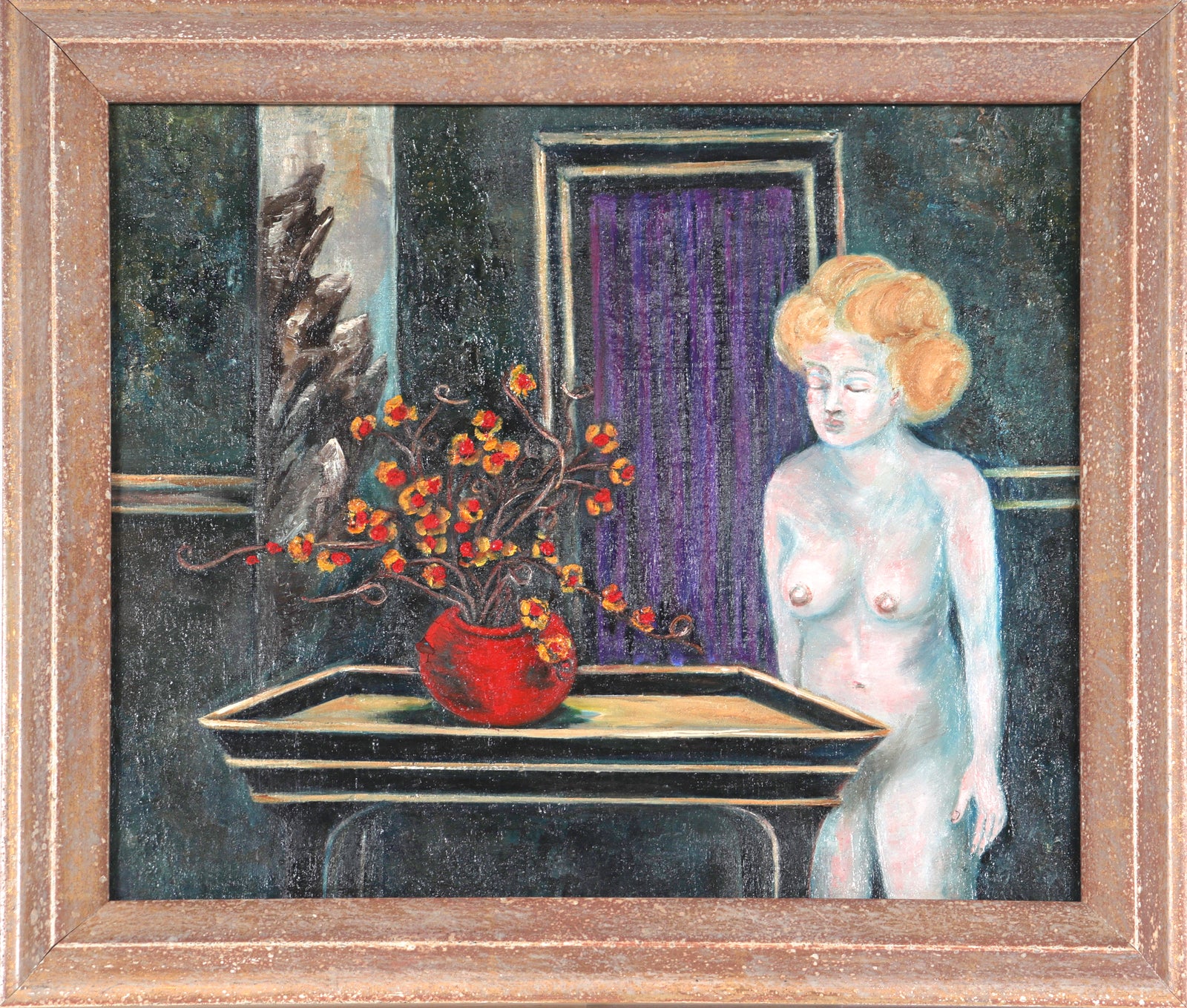 Scene with Nude and Vase <br>1955 Oil <br><br>#C4088