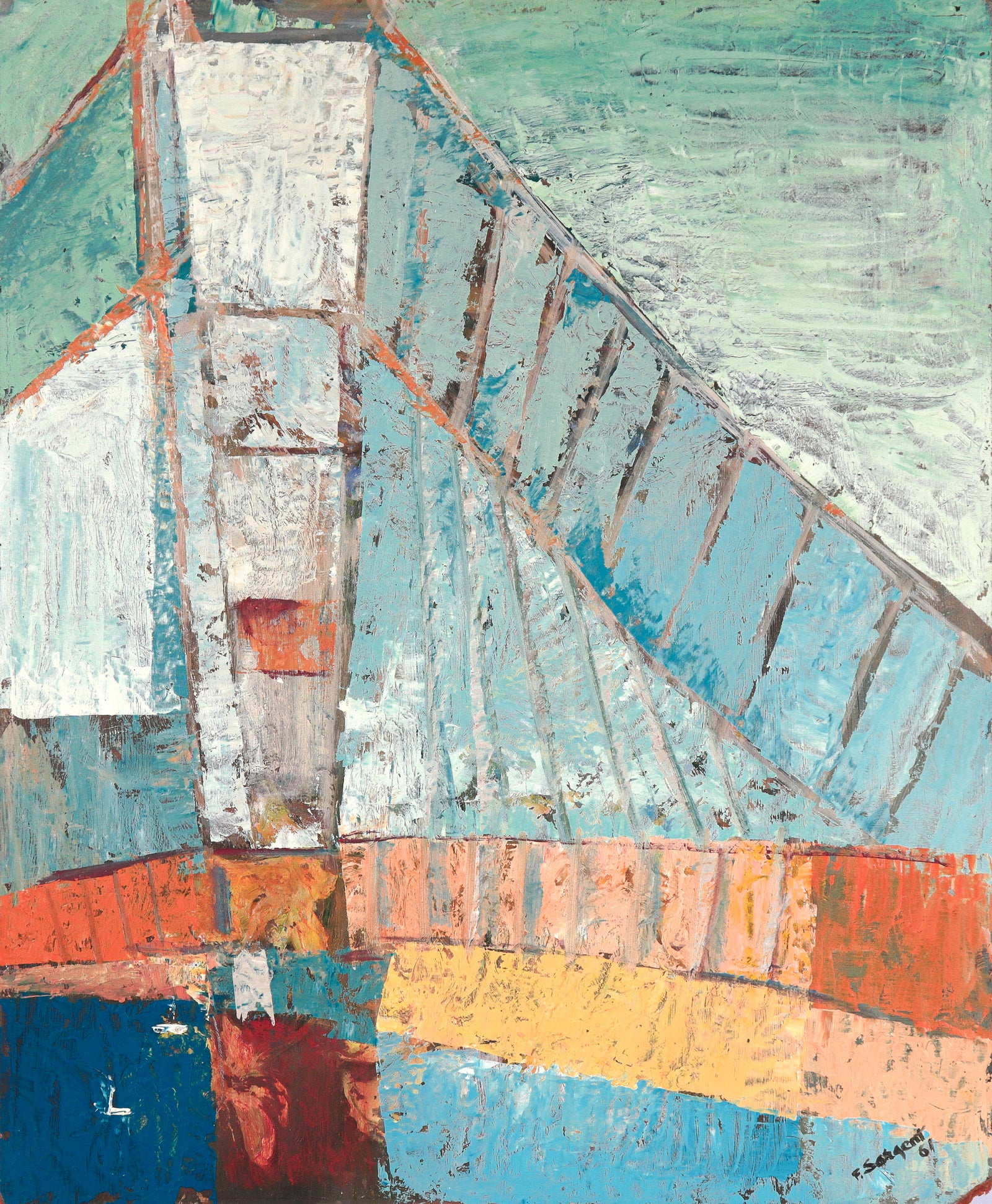 Golden Gate Bridge Abstraction<br>1961 Oil<br><br>C4125