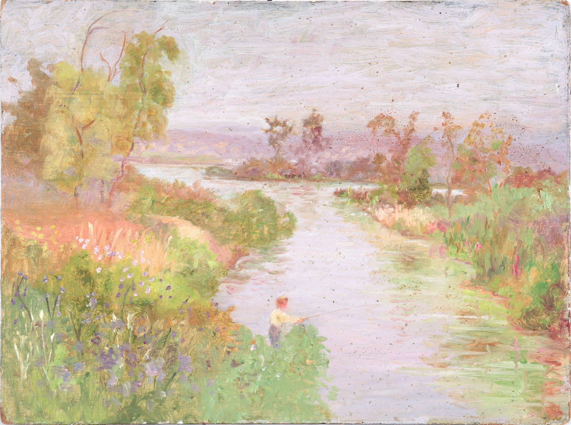 Impressionist Creek Scene<br>Early 20th century Oil<br><br>#C4130