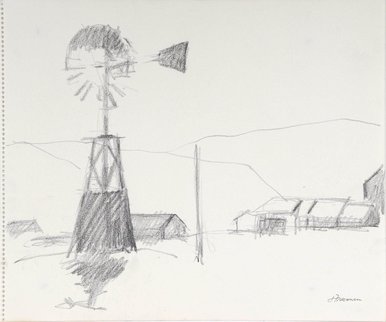 Modernist Landscape with Windmill<br>20th Century Landscape<br><br>#C4132