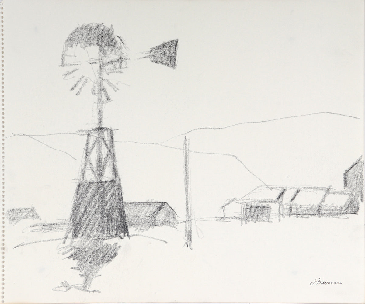 Modernist Landscape with Windmill&lt;br&gt;20th Century Landscape&lt;br&gt;&lt;br&gt;#C4132