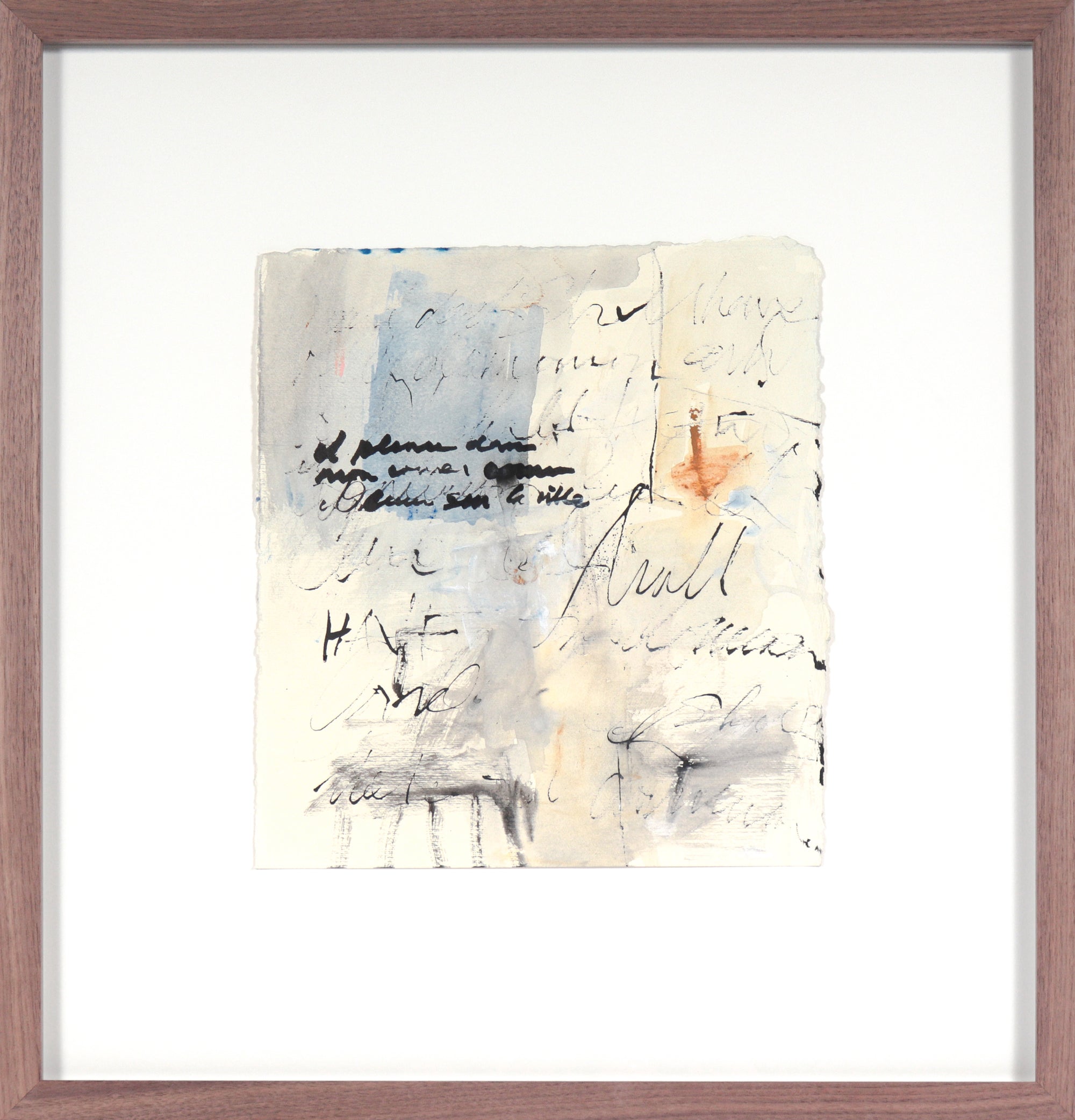 Expressionist Abstract with Text <br>20th Century Watercolor & Ink <br><br>#C4151