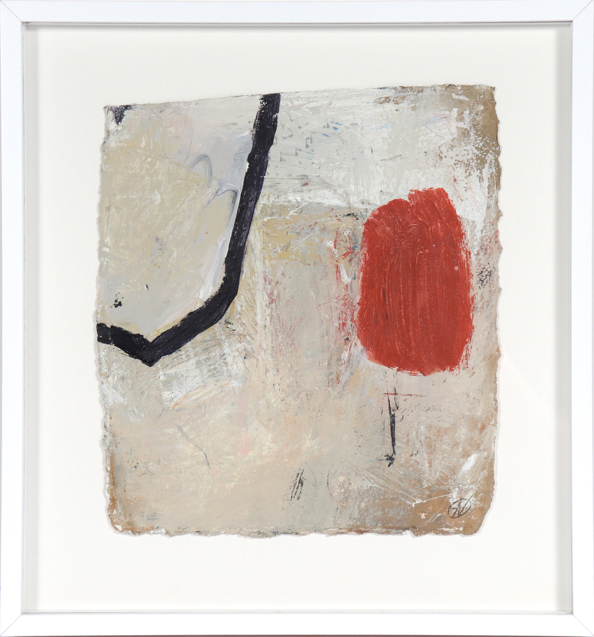 Expressionist Red Patch I &lt;br&gt;20th Century Oil on Paper &lt;br&gt;&lt;br&gt;#C4156