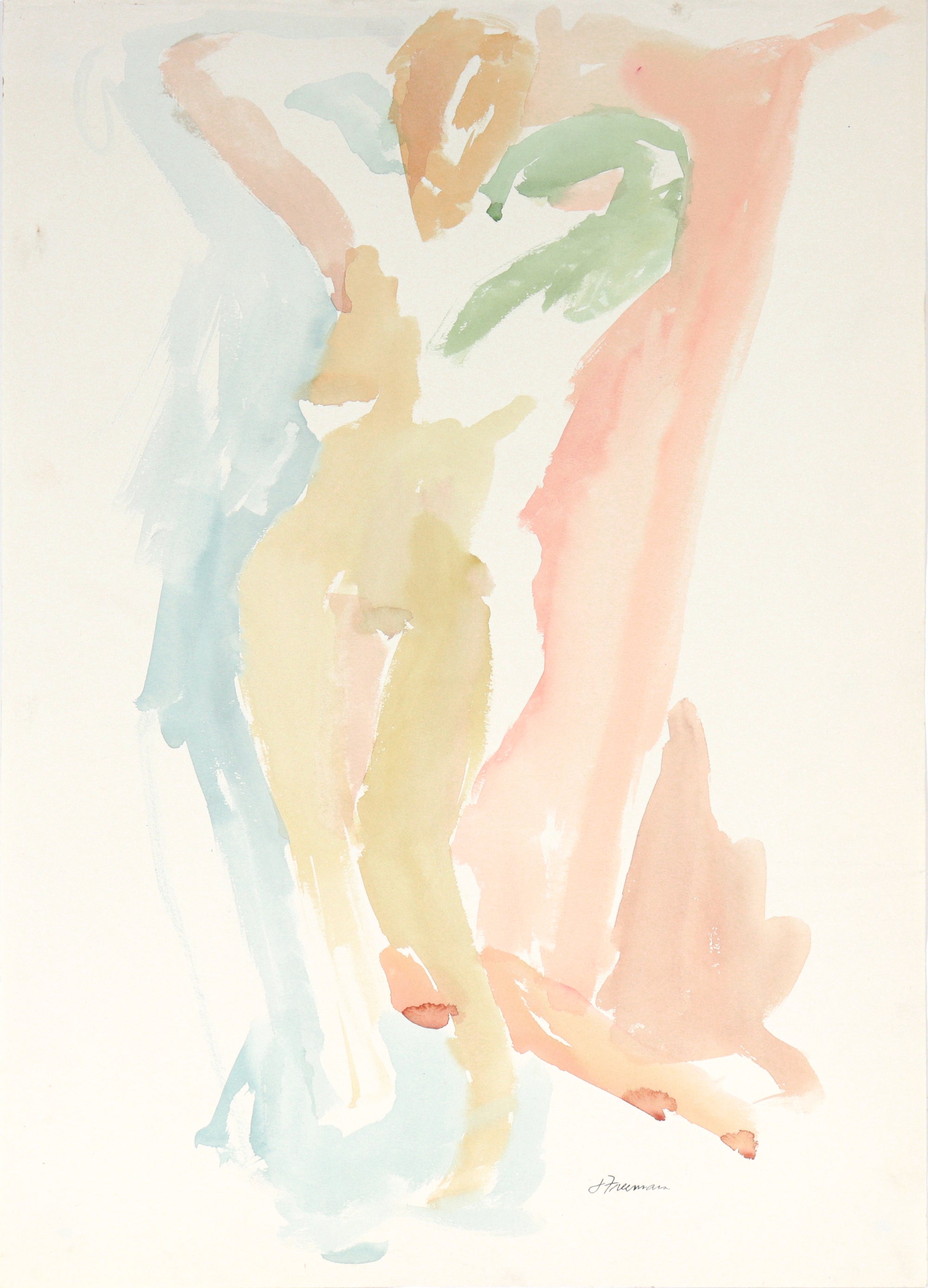 Abstracted Standing Nude<br>20th Century Watercolor<br><br>#C4169