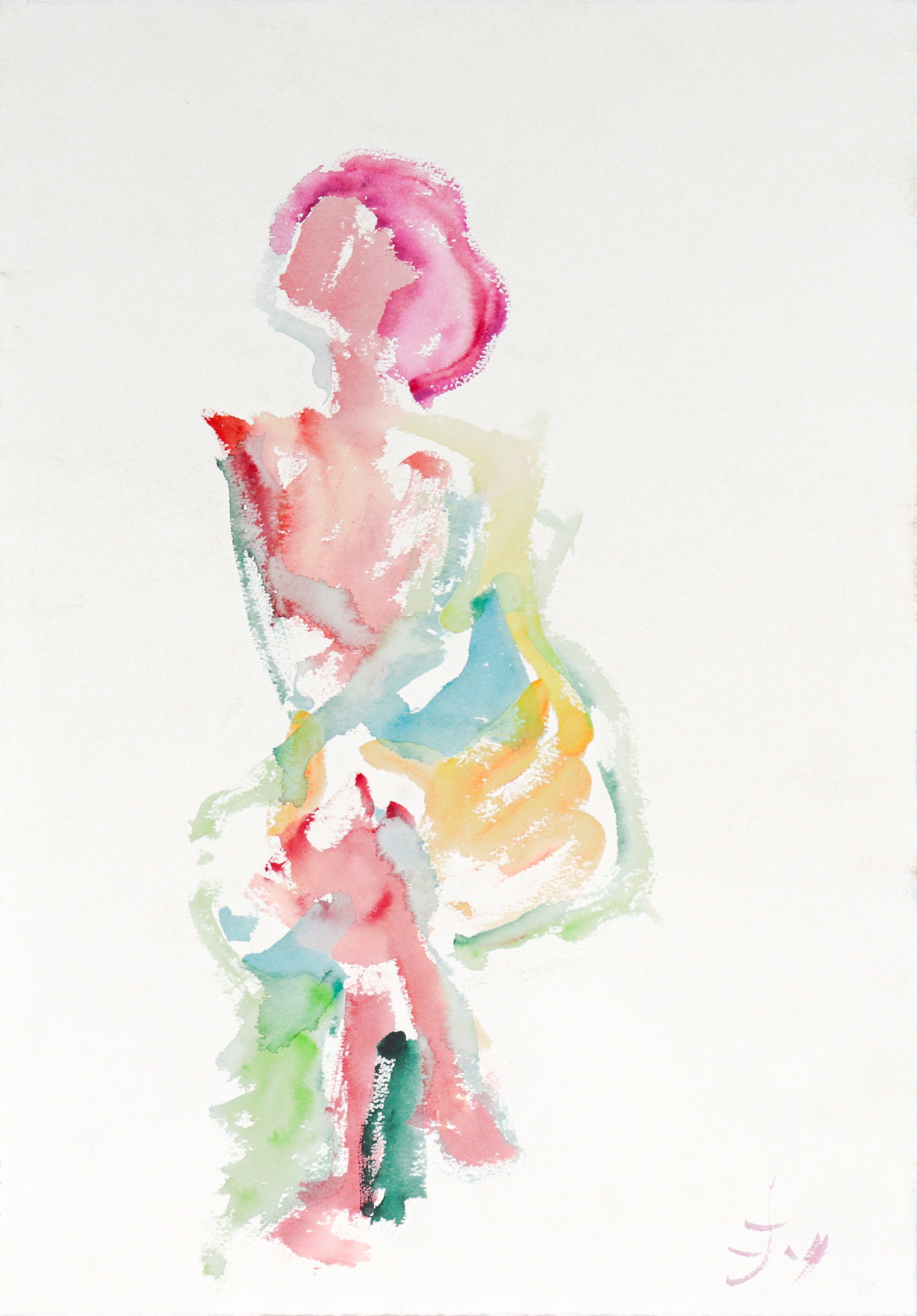 Loose Seated Figure<br>20th Century Watercolor<br><br>#C4170